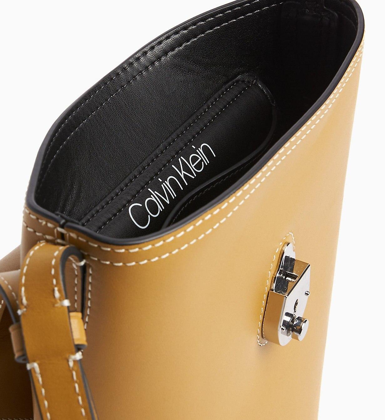Calvin Klein Small Leather Lock Bucket Bag in Brown Lyst