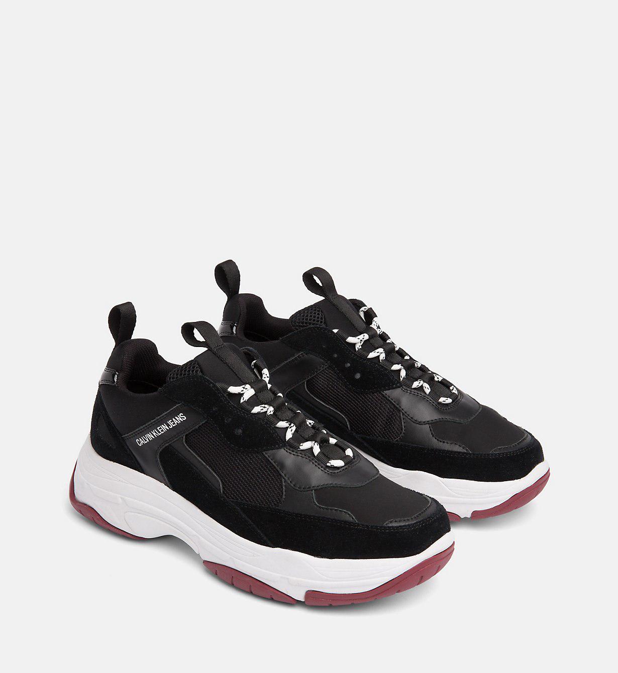 black leather chunky trainers