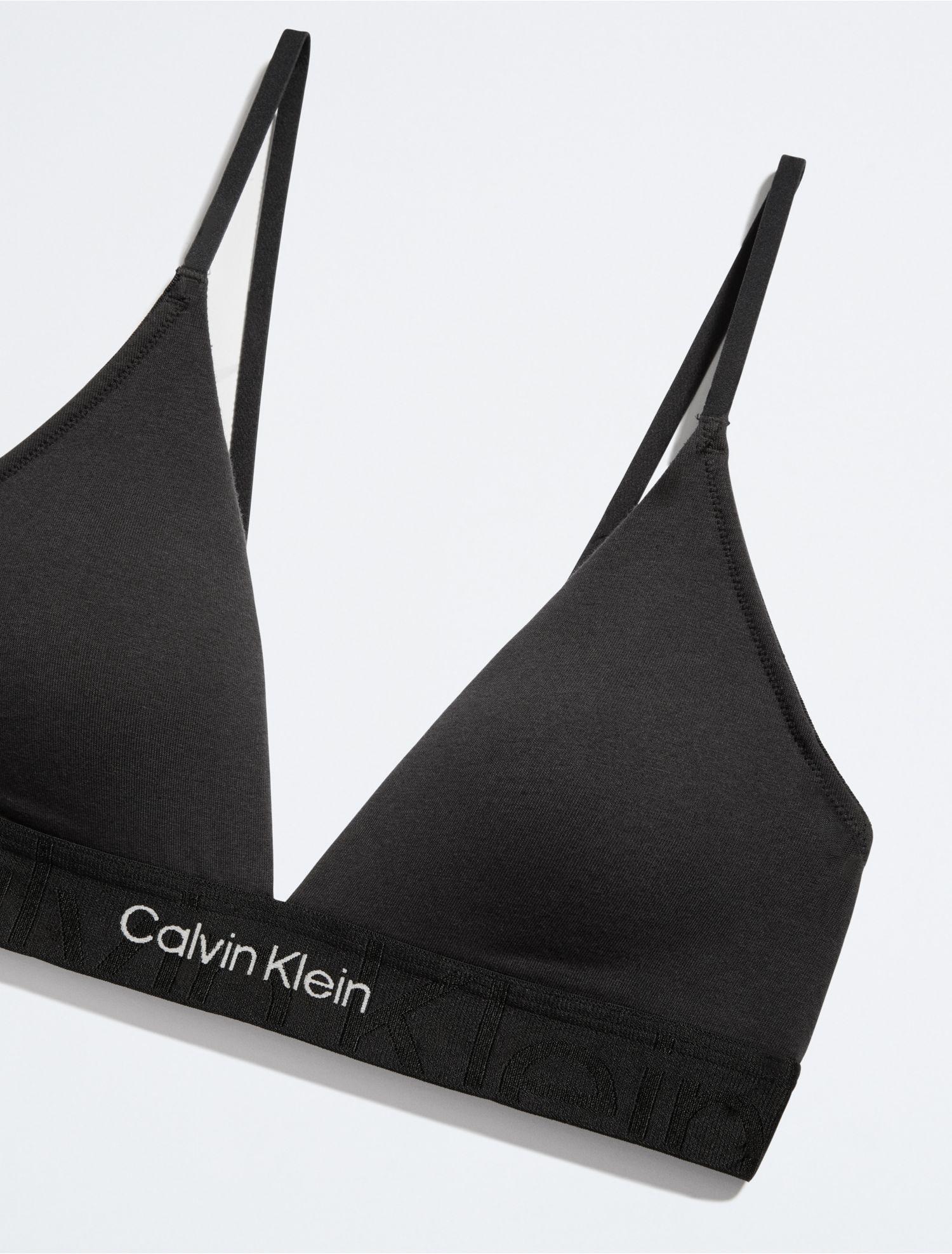 Calvin Klein Embossed Icon Lightly Lined Triangle Bralette in Black