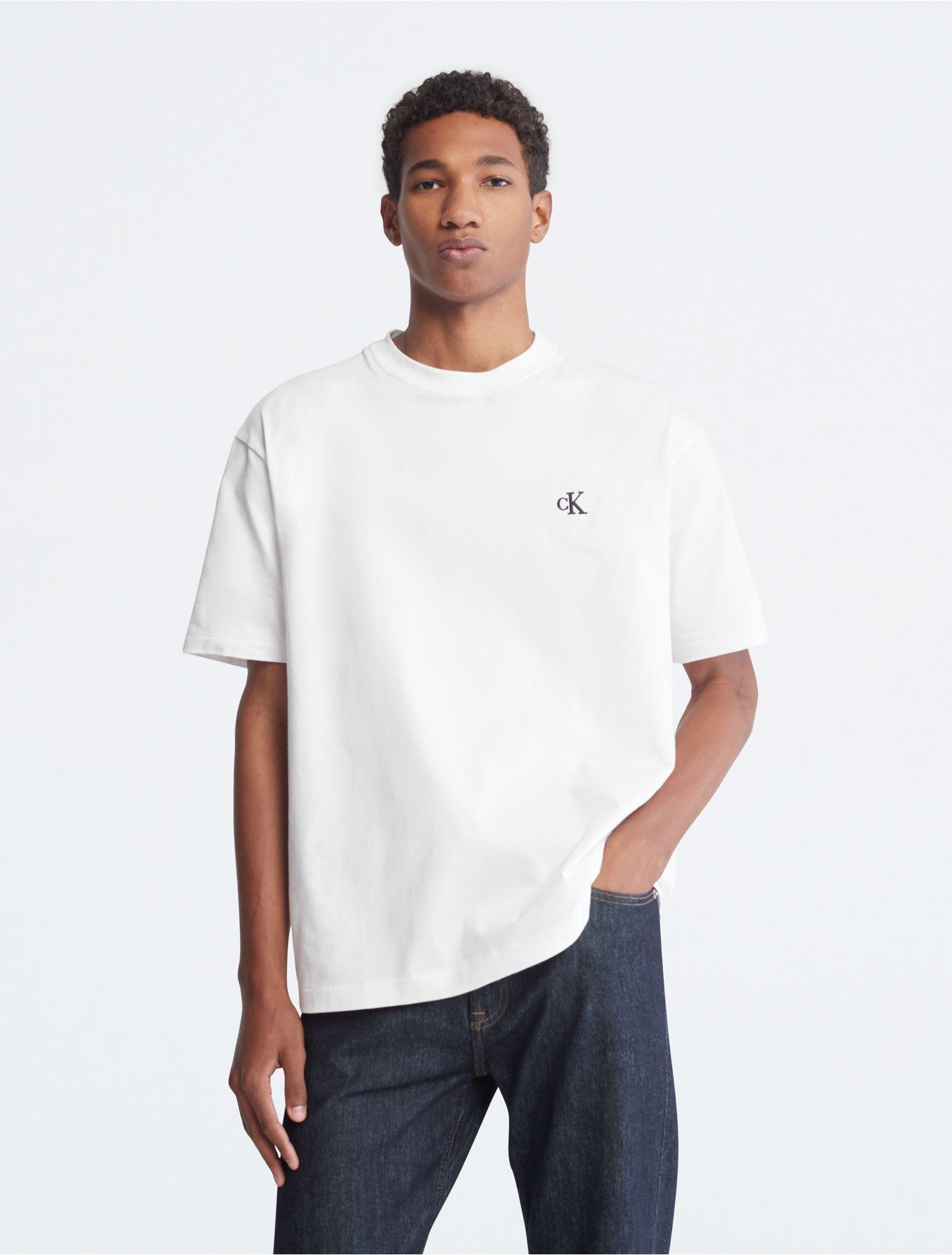 Calvin Klein Relaxed Fit Archive Logo Crewneck T-shirt in White