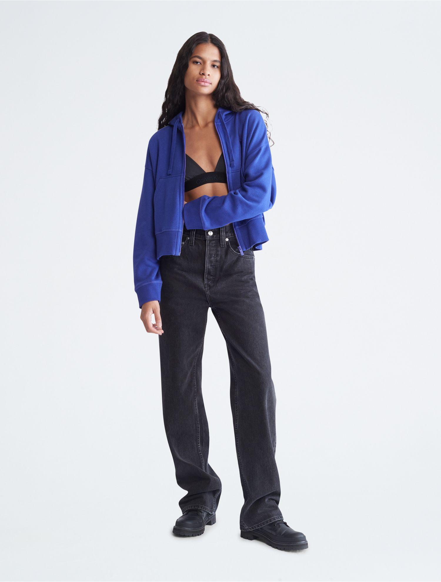 Calvin Klein Archive Logo Fleece Zip Hoodie in Blue | Lyst