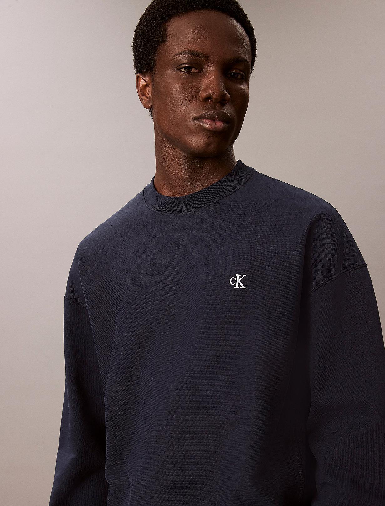 Calvin Klein Premium Fleece Relaxed Sweatshirt in Blue for Men