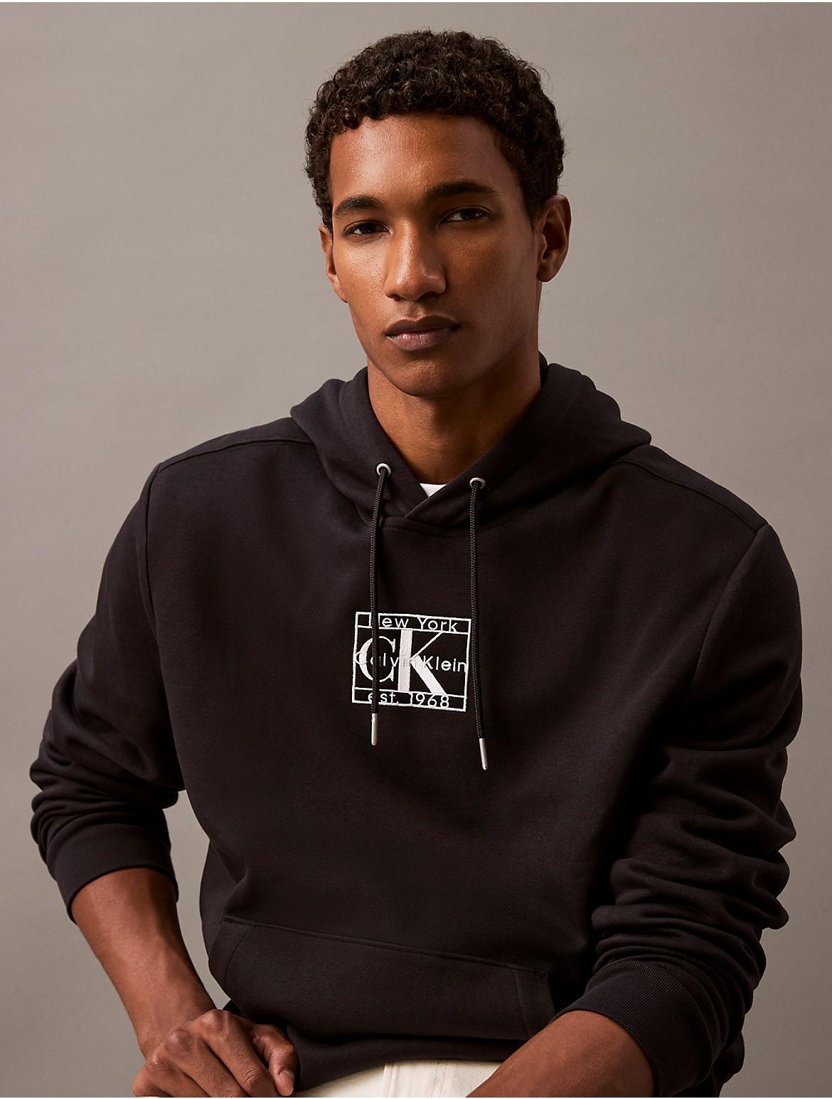 Calvin Klein Monogram Applique Logo Fleece Hoodie in Brown for Men Lyst