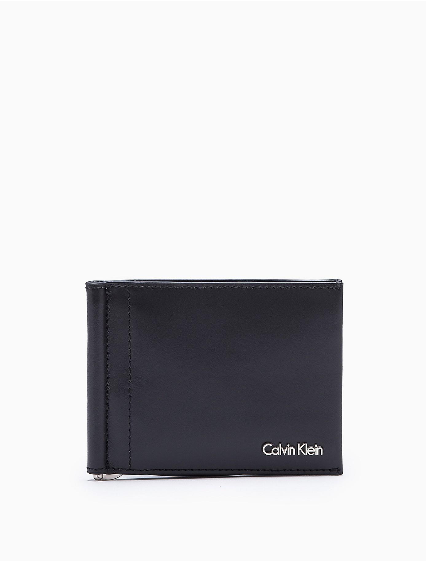 Calvin Klein Leather Logo Bifold Money Clip Wallet in Black for Men - Lyst