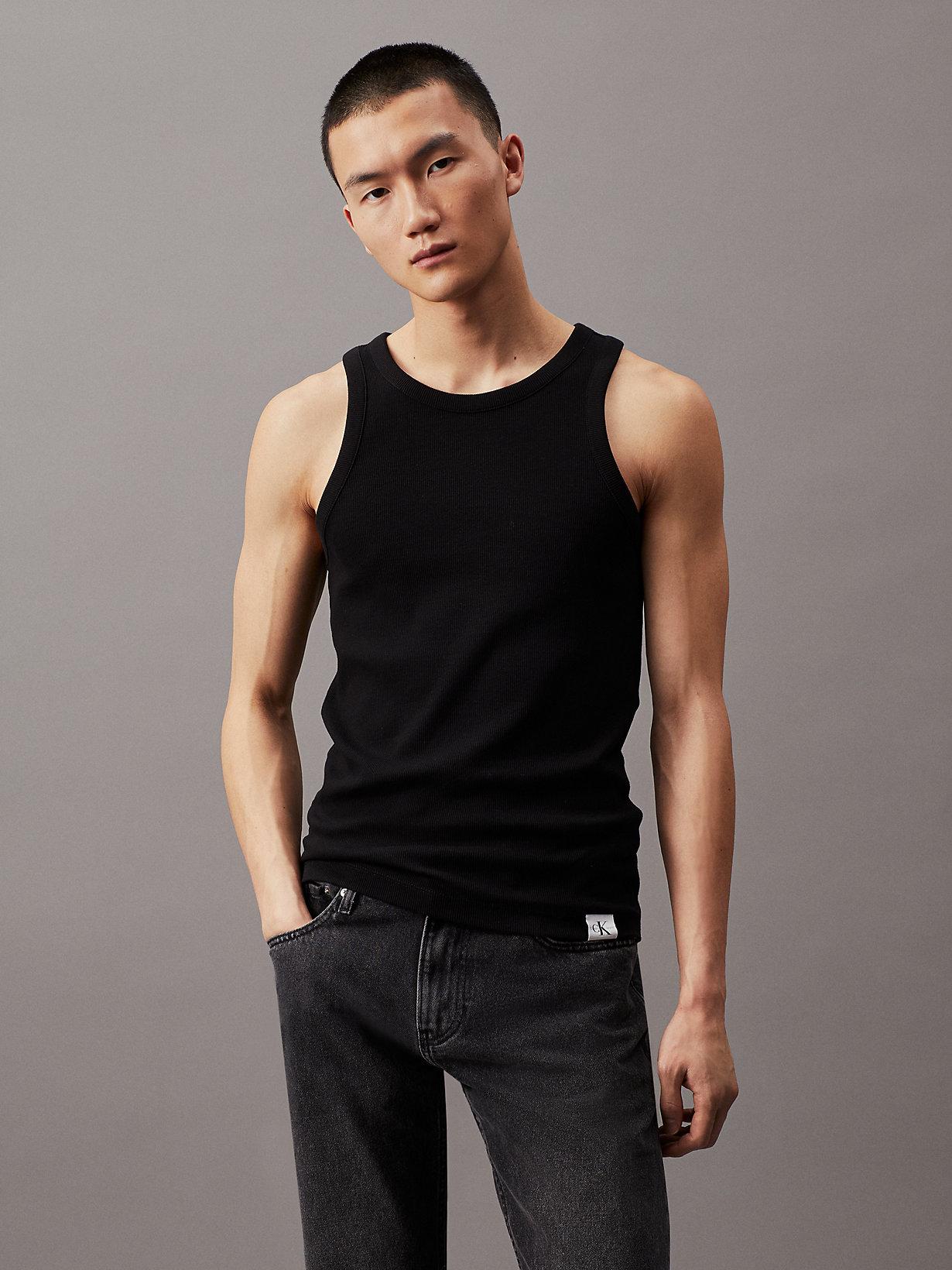 Calvin Klein Slim Ribbed Tank Top in Black for Men Lyst UK