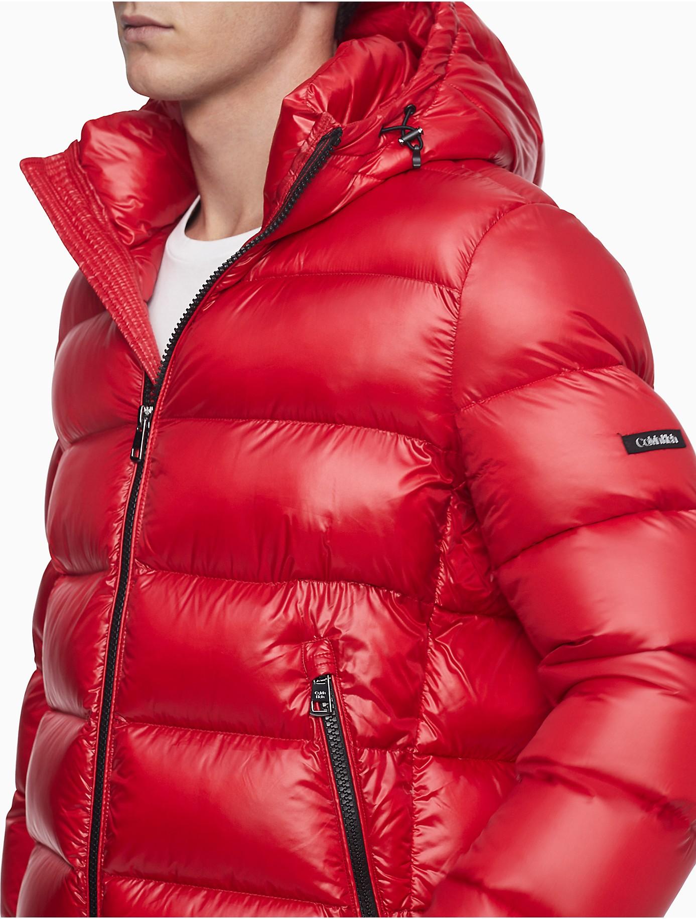 Calvin Klein Synthetic Solid Zip Logo Band Puffer Jacket in Red for Men |  Lyst