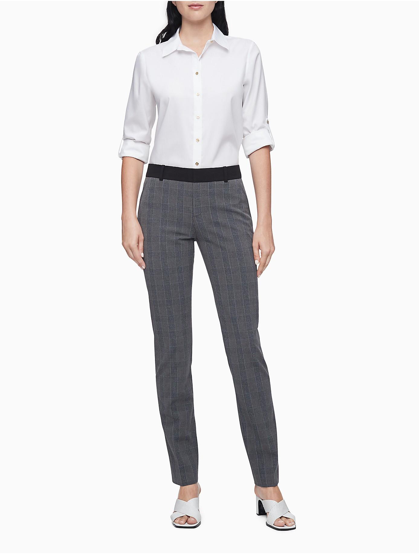 Calvin Klein Synthetic Modern Essentials Charcoal Plaid Ankle Pants in Gray - Lyst