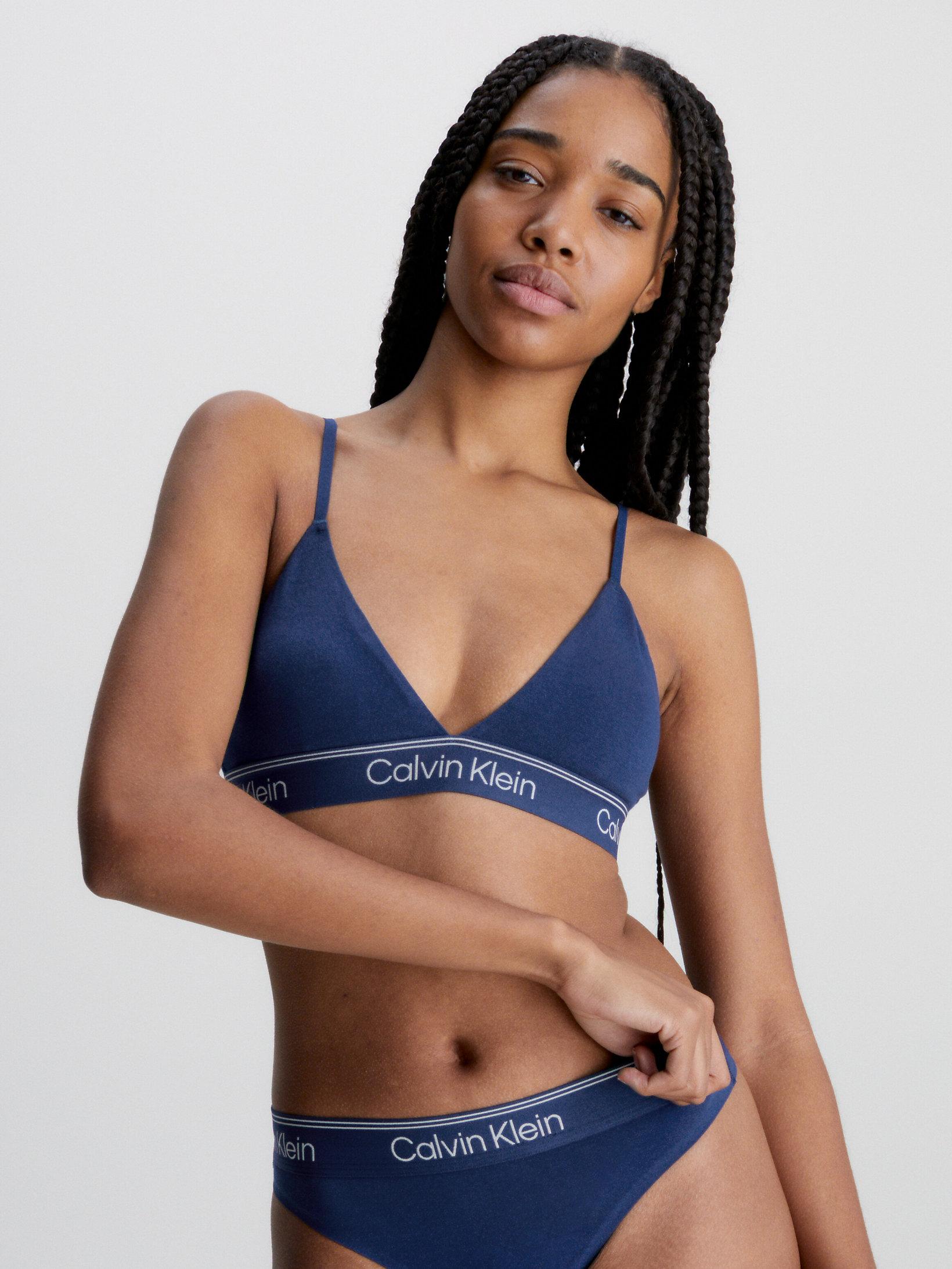 Calvin Klein Triangle Bra - Athletic Cotton in Blue | Lyst UK
