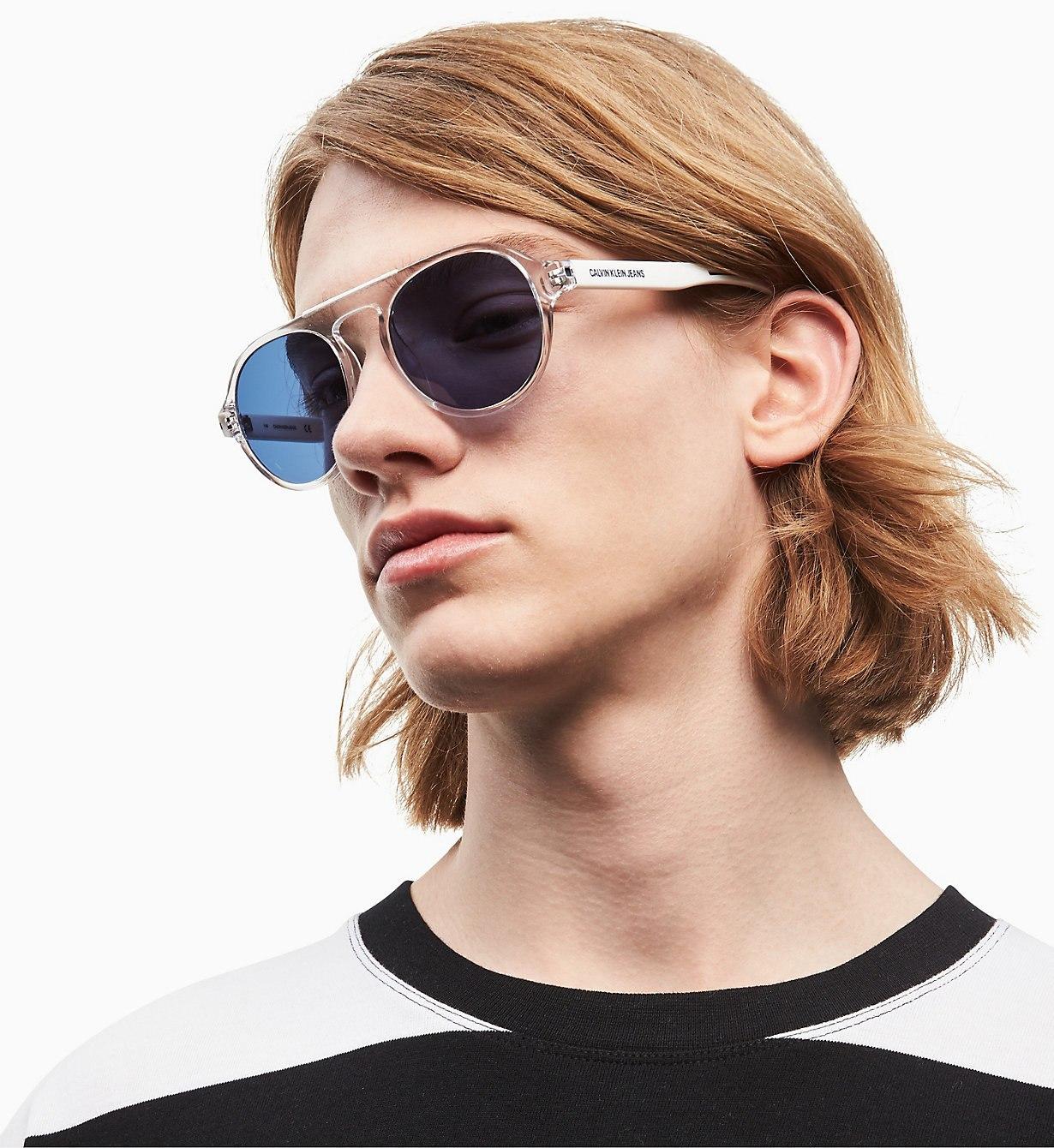Calvin Klein Round Sunglasses Ckj19502s in White for Men - Lyst