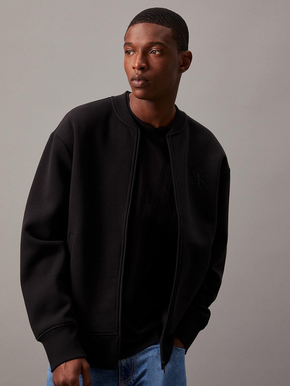 Black fleece bomber jacket hotsell