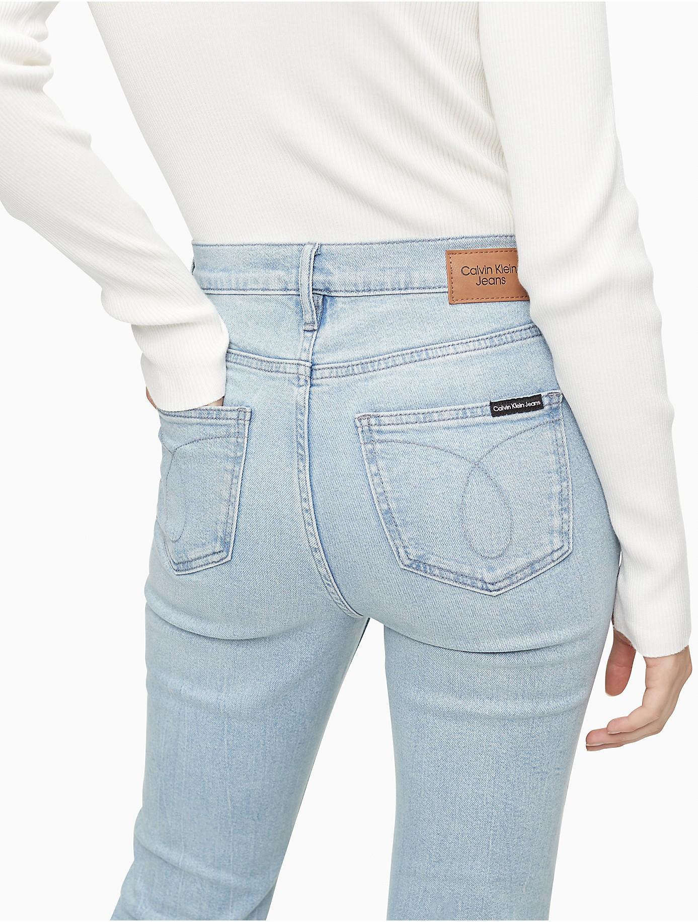 Calvin Klein Slim Straight Super High Rise Light Blue Jeans | Lyst