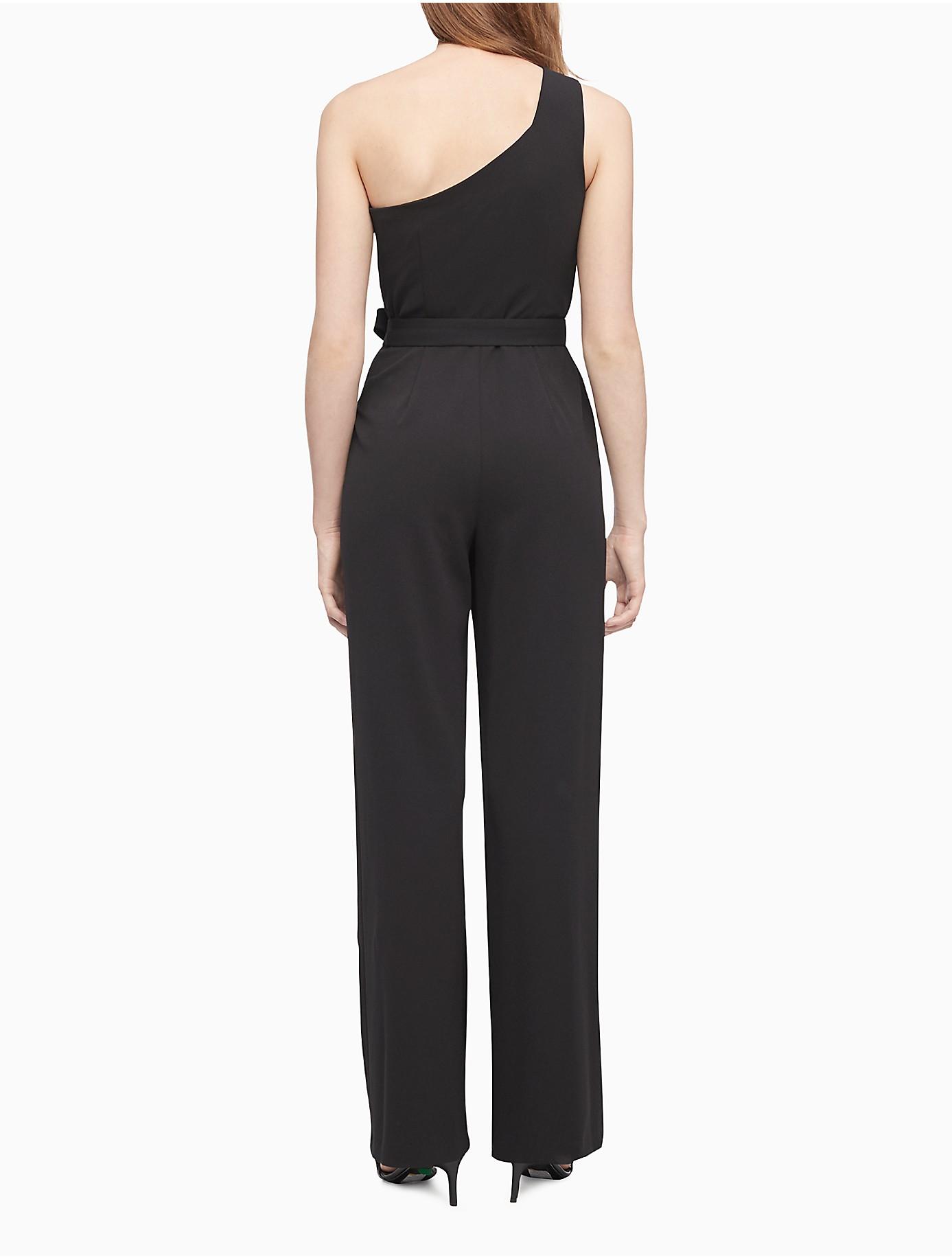 Calvin Klein One Shoulder Jumpsuit in Black | Lyst