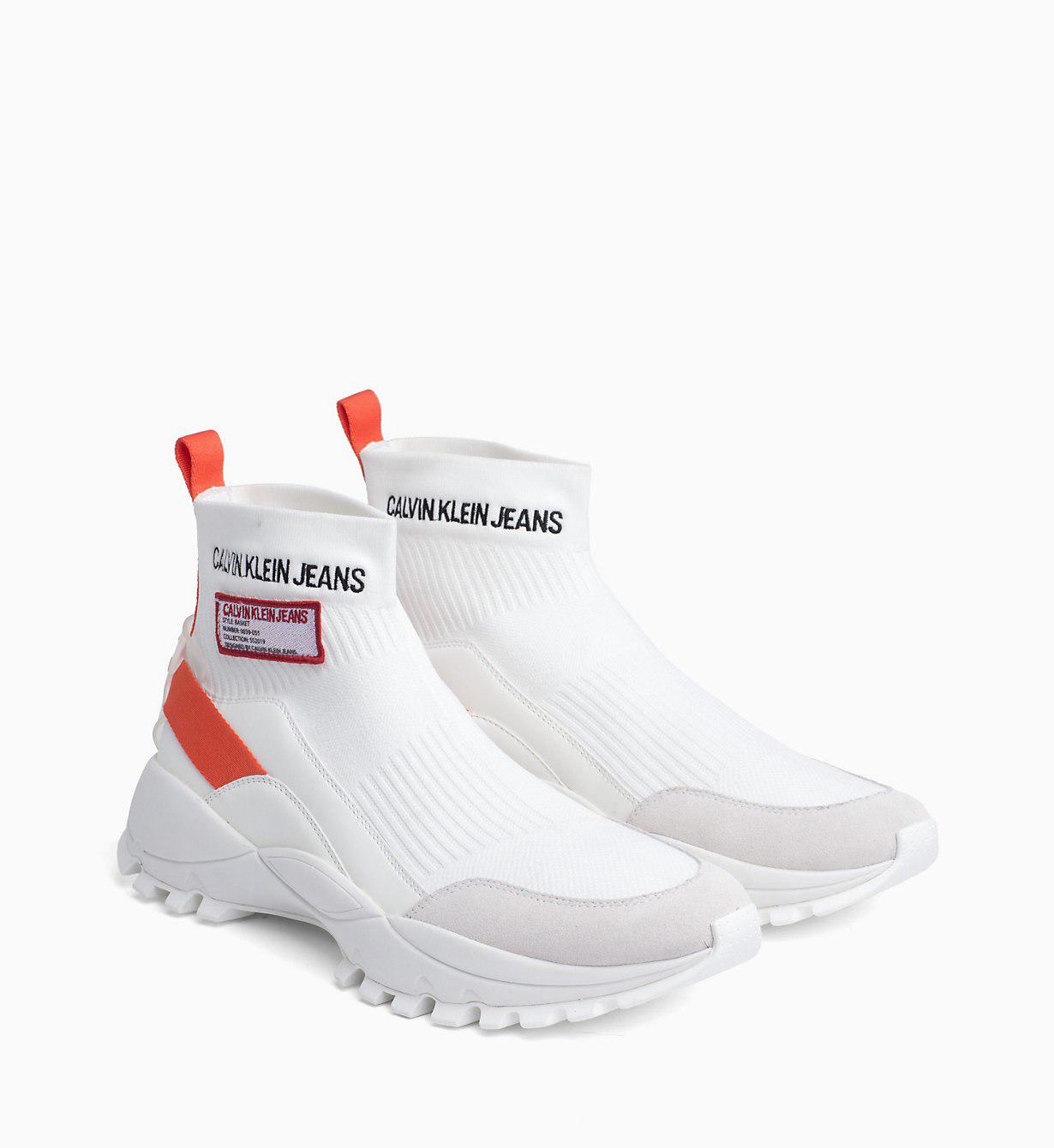 calvin klein demos chunky trainers in white