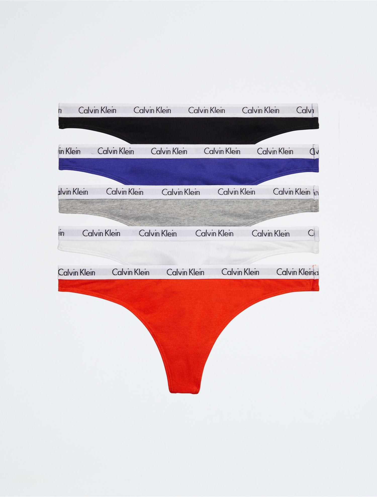 Calvin Klein Carousel Logo Cotton 5-pack Thong in Red | Lyst