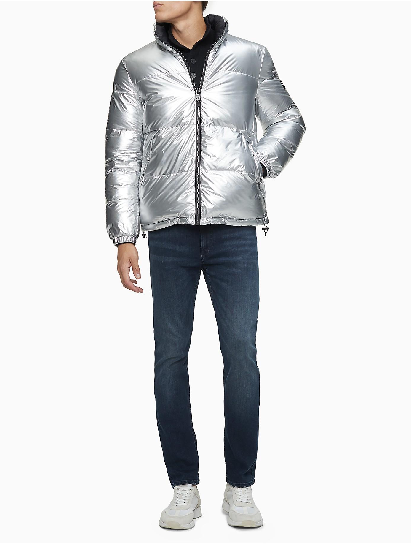 calvin klein silver puffer jacket