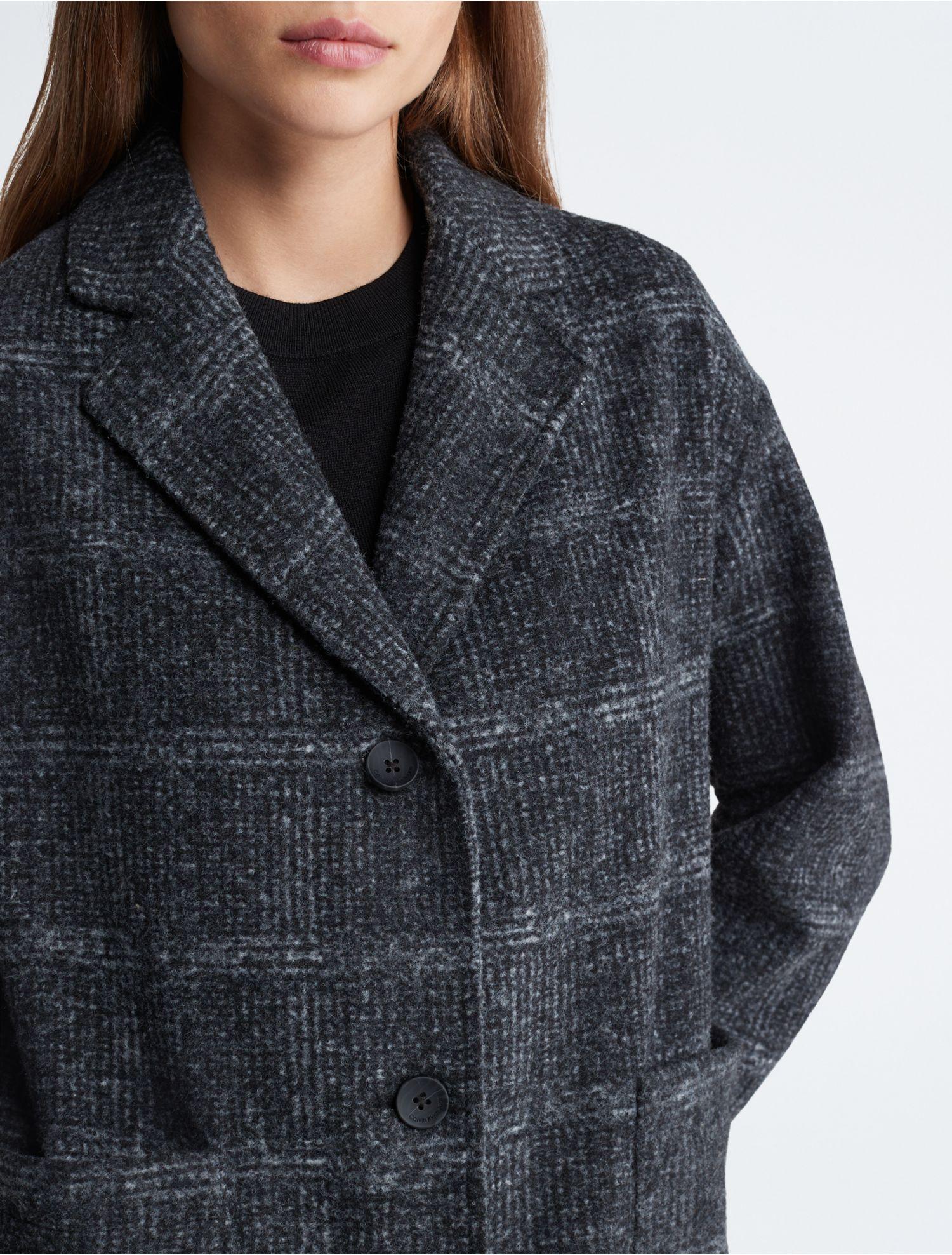 Calvin klein best sale plaid coat