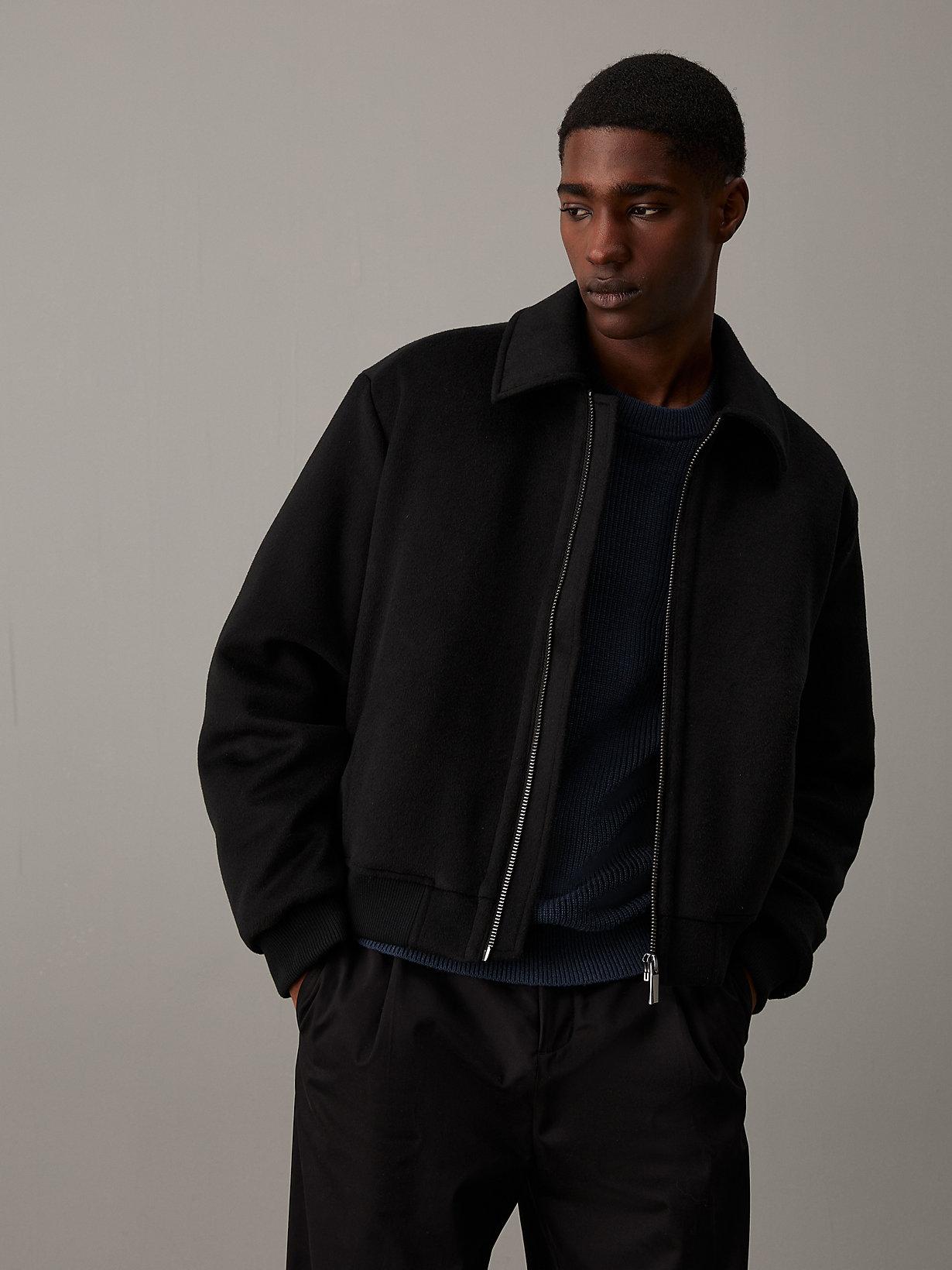 Calvin Klein Wool Blend Bomber Jacket in Black for Men | Lyst UK