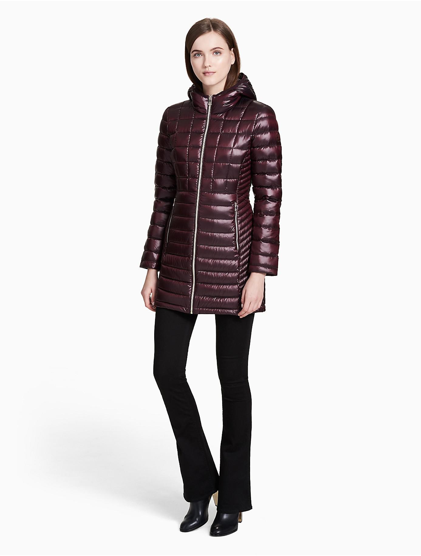 calvin klein down hooded walker jacket