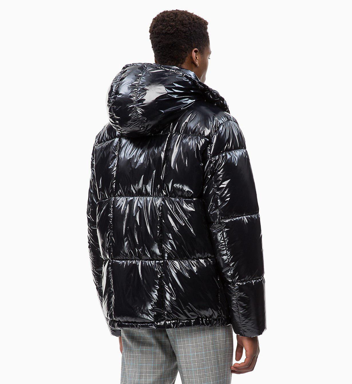 Descubrir 32+ imagen calvin klein men's high shine hooded jacket ...