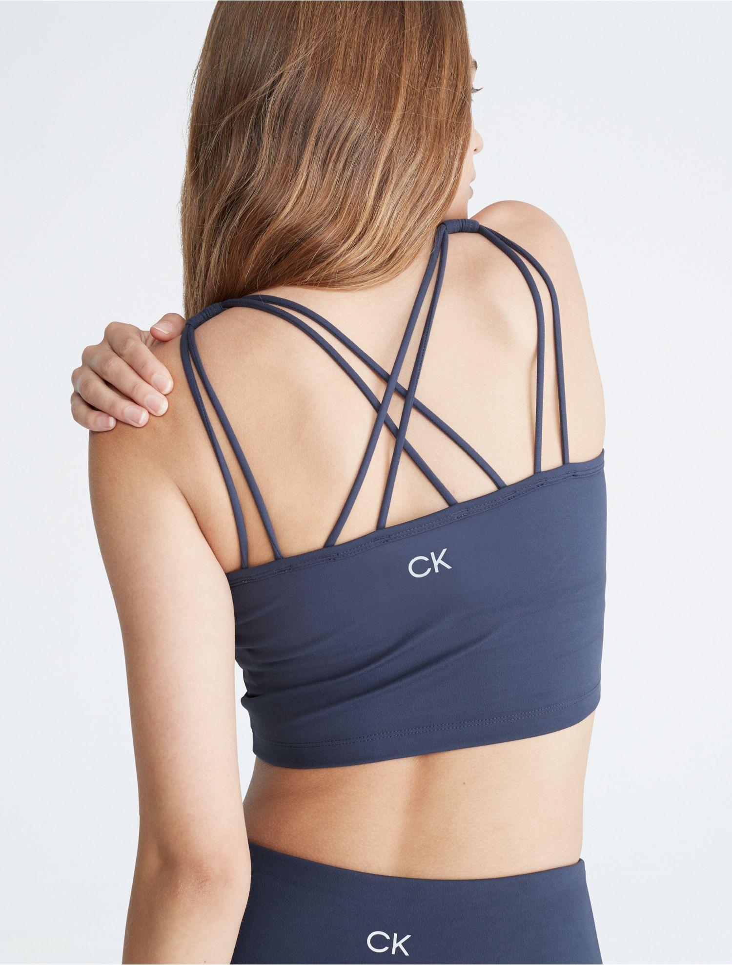 Calvin Klein Performance Embrace Low Impact V-neck Strappy Sports Bra in  Blue | Lyst