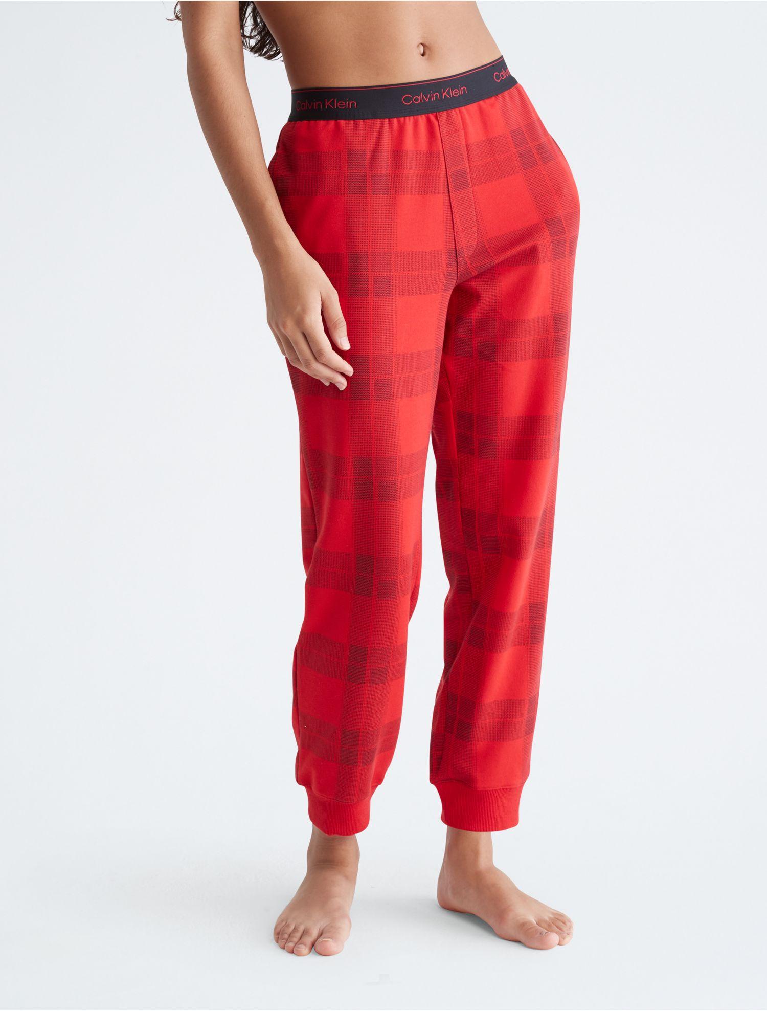 Calvin Klein Modern Cotton Lounge Holiday Plaid Joggers in Red | Lyst