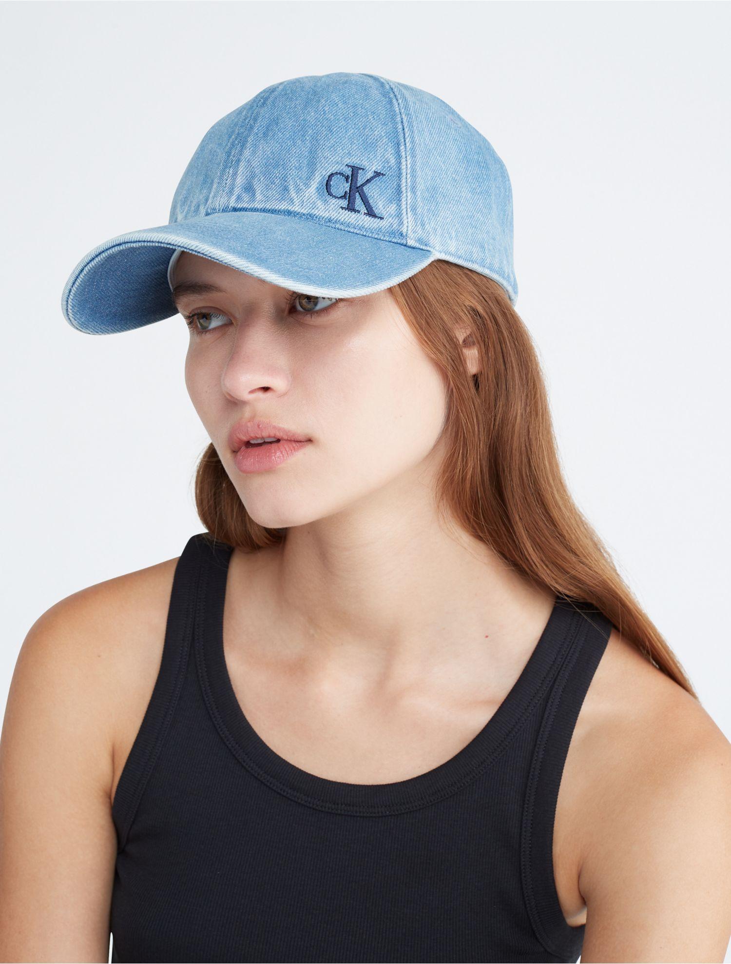 Calvin Klein for Men Cap | Blue Washed Lyst Logo Embroidered Baseball Denim in