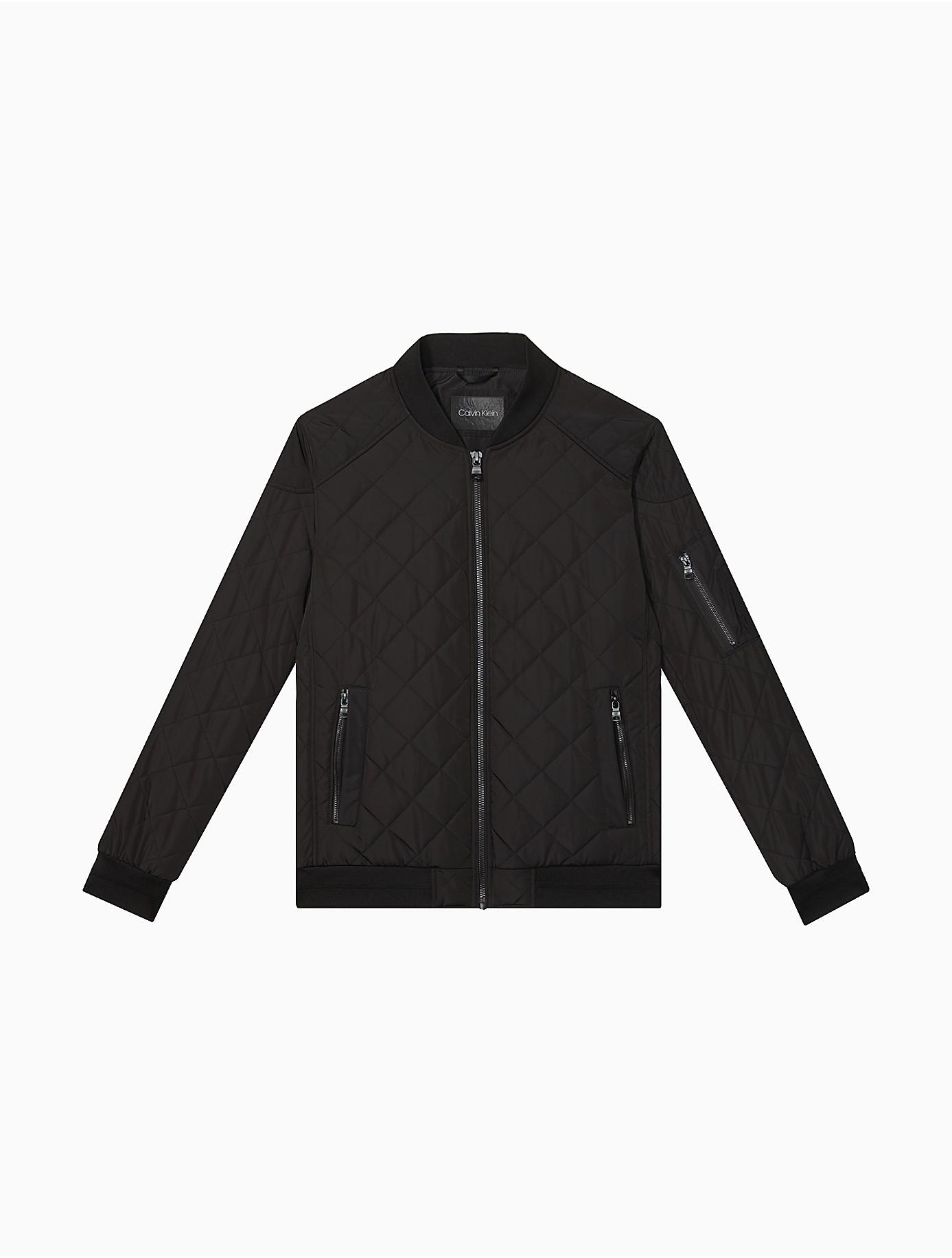 Calvin Klein Synthetic Quilted Full Zip Bomber Jacket in Black for Men