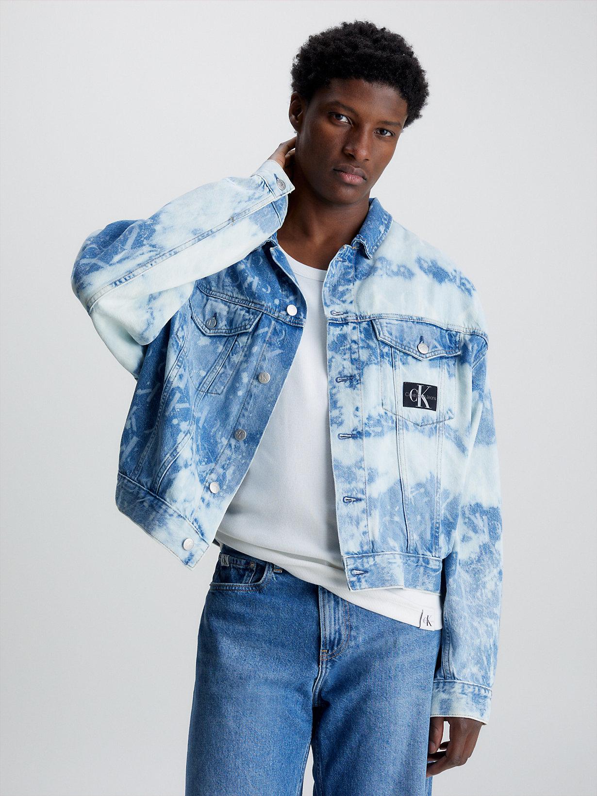 Calvin Klein Oversized Bleached Denim Jacket in Blue for Men | Lyst UK