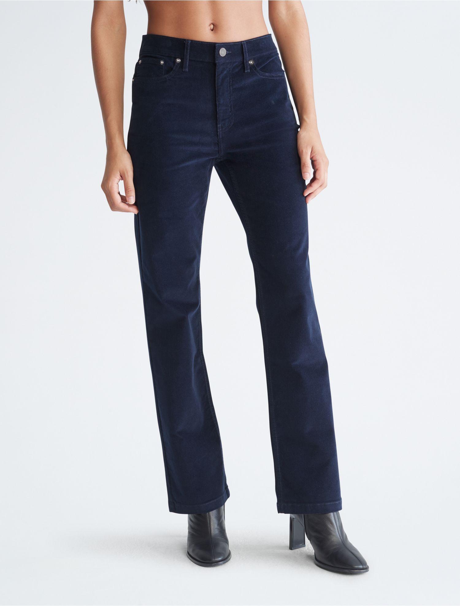 Calvin Klein Stretch Corduroy High Rise Straight Pants in Blue | Lyst