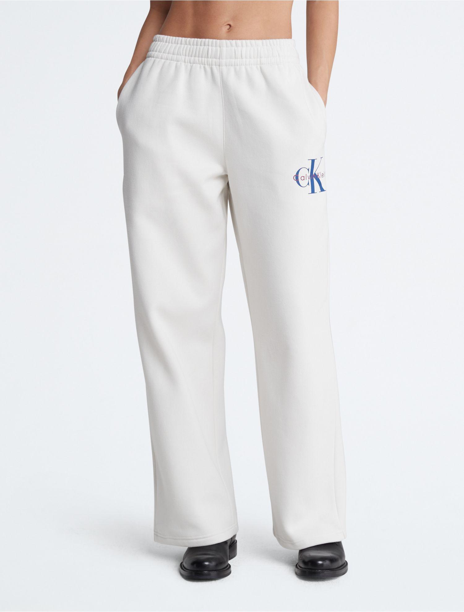 Klein Logo in Monogram | White Sweatpants Lyst Calvin Leg Wide