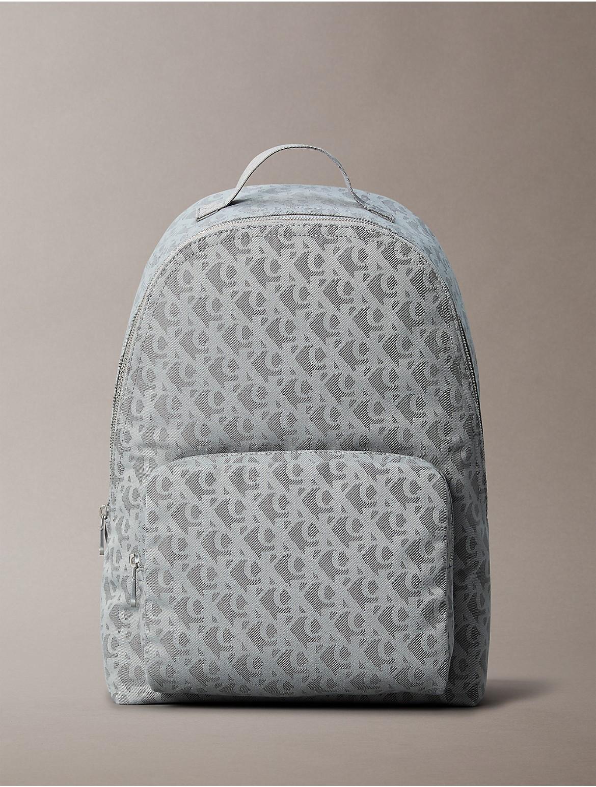 Calvin Klein Monogram Jacquard Zip Backpack in Gray for Men 