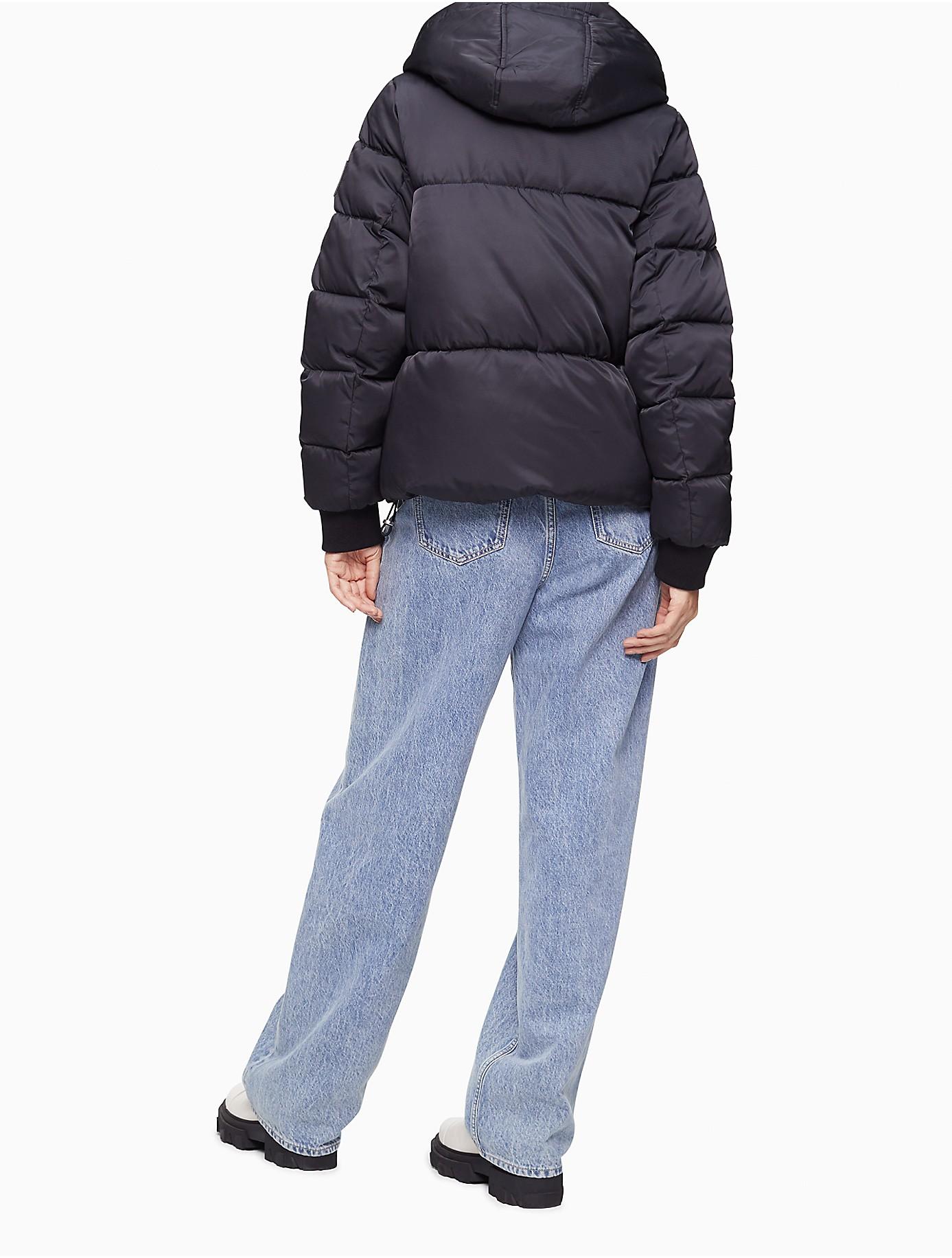 Calvin Klein Quilted Nylon Twill Monogram Logo Puffer Jacket in Blue | Lyst