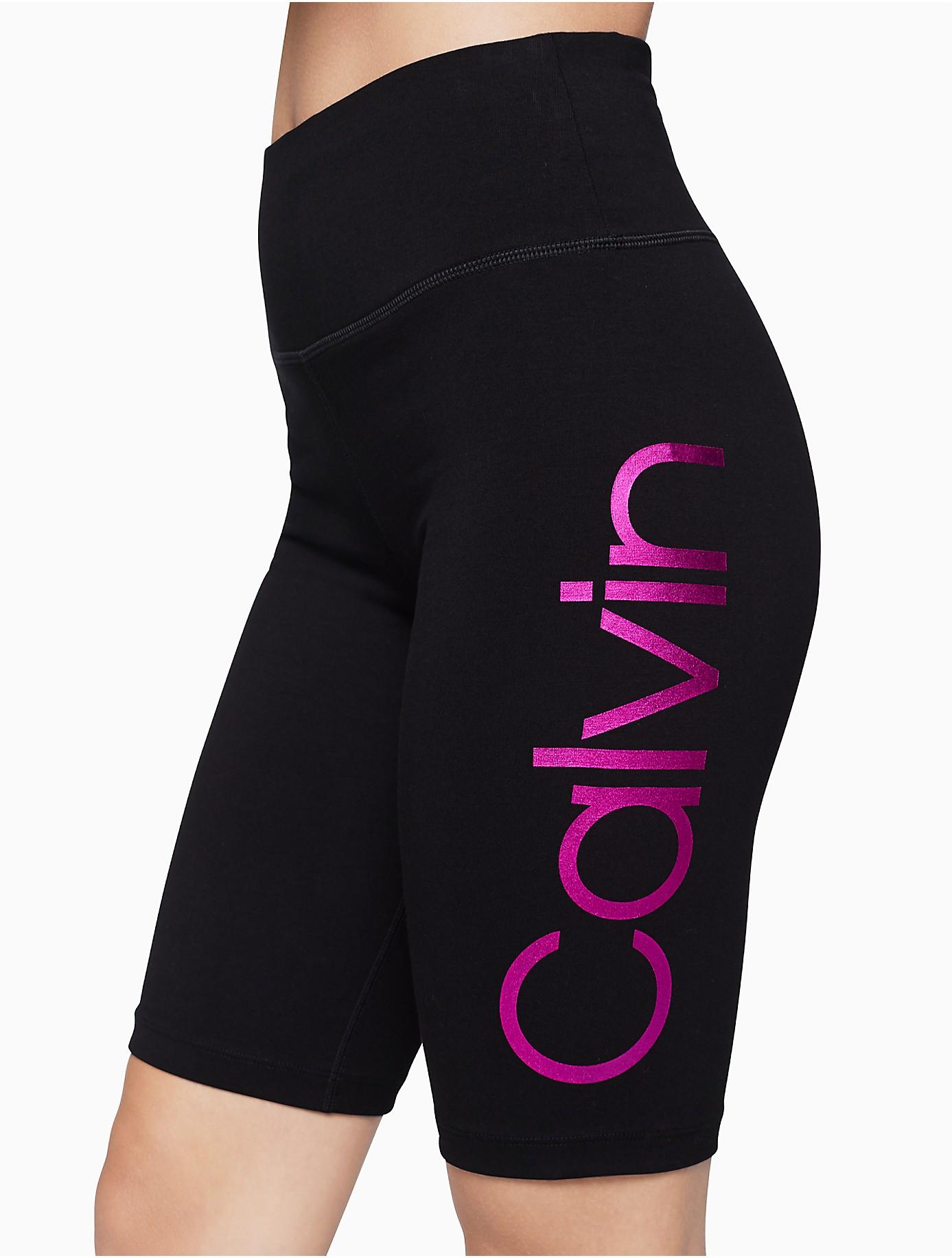 Calvin Klein Cotton Performance Logo High Waist Bike Shorts in Black - Lyst