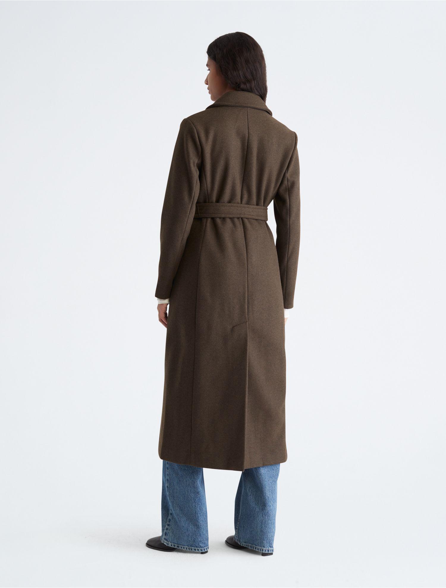 Calvin Klein Walker Wool Overcoat in Brown | Lyst