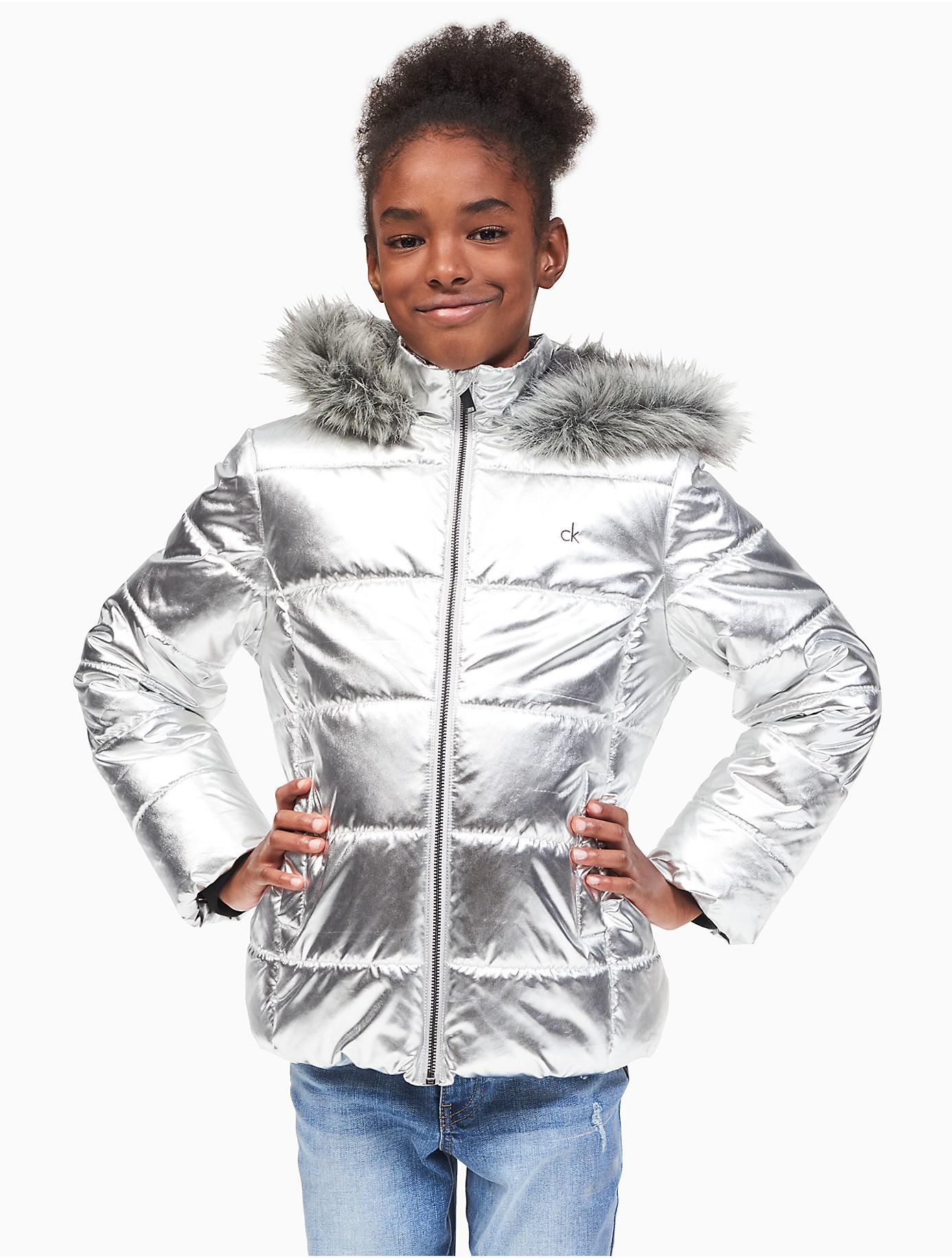 calvin klein big girls belted puffer jacket