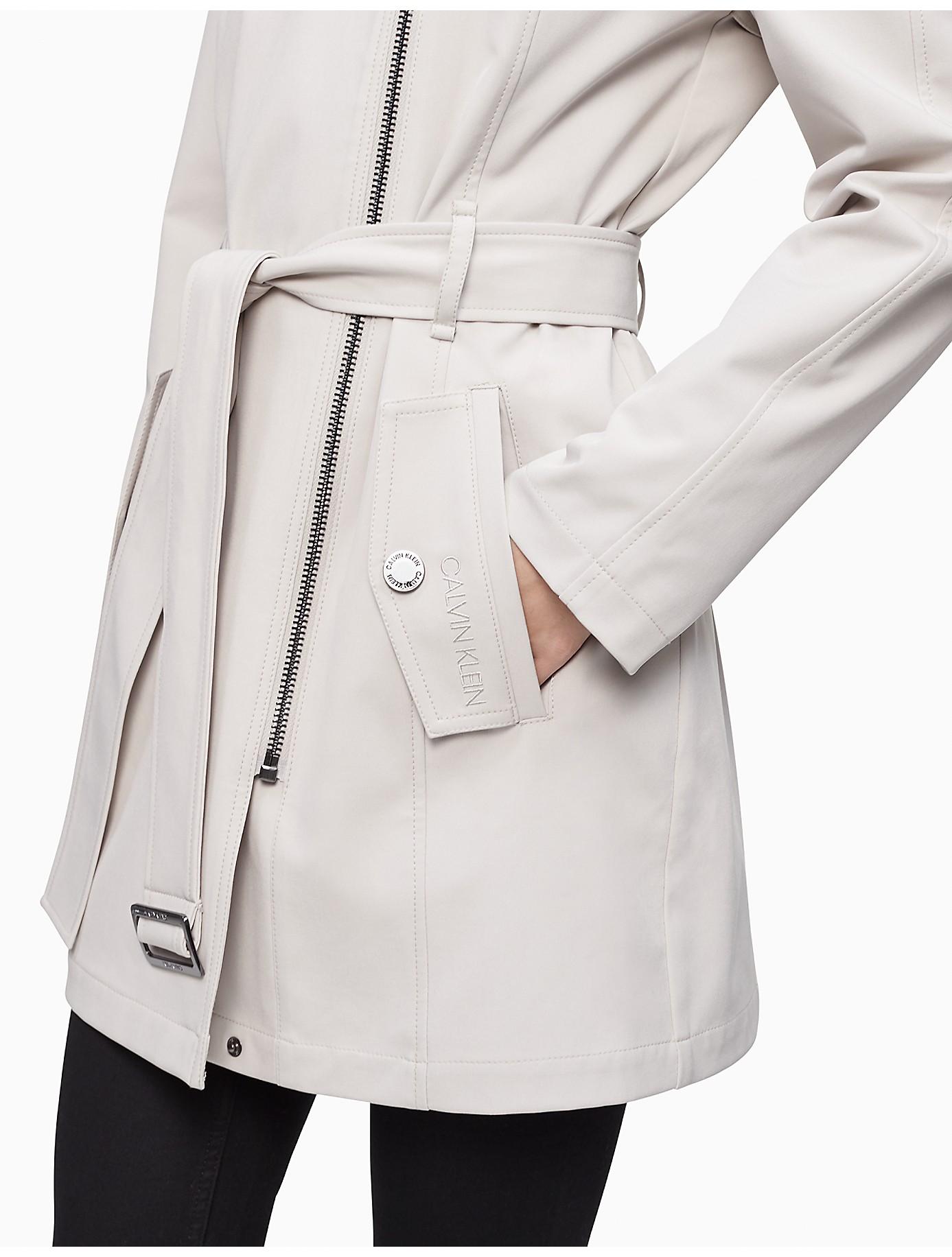 Calvin Klein Synthetic Soft Shell Belted Hooded Trench Coat in 