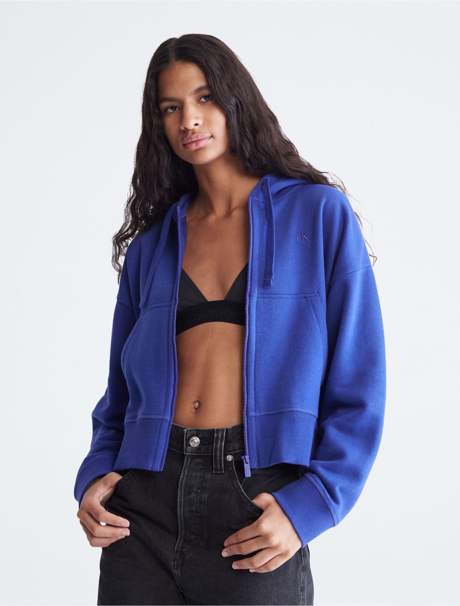 Calvin Klein Archive Logo Fleece Zip Hoodie in Blue | Lyst