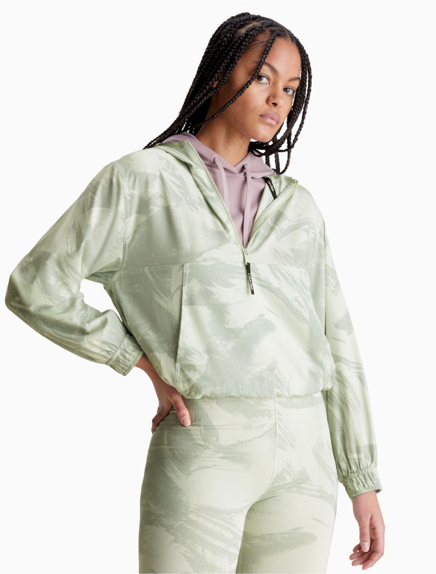 Calvin Klein Ck Sport Printed Boxy Cropped Anorak Jacket in Green | Lyst