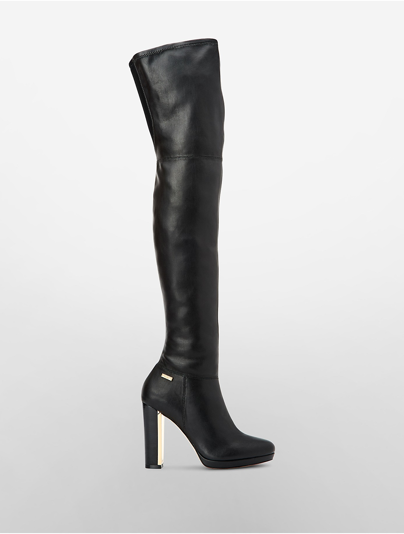 calvin klein black boots with gold zipper