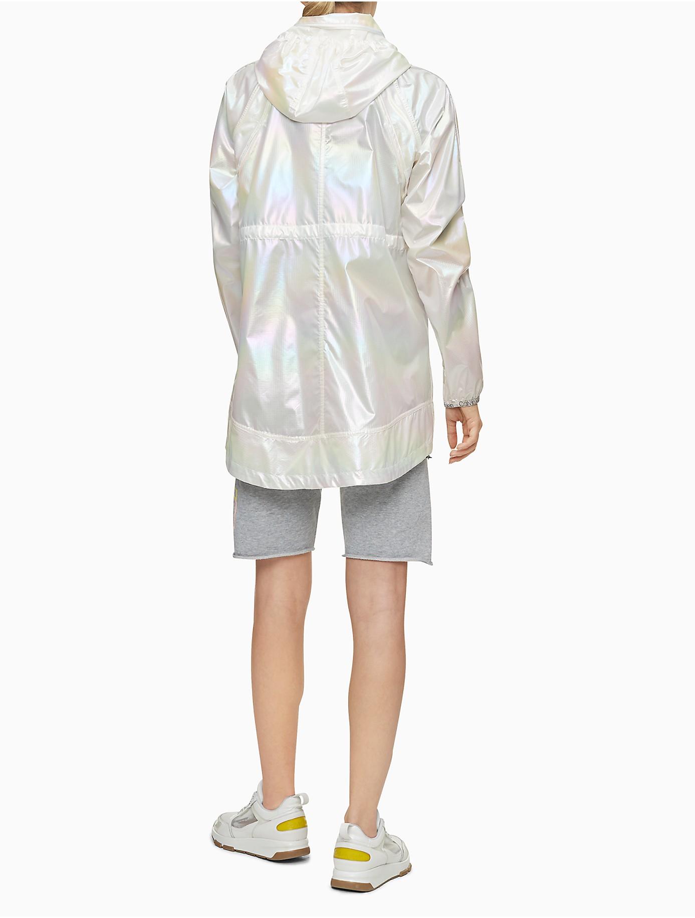 Calvin Klein Performance Iridescent Pieced Full Zip Hooded Jacket in White  | Lyst