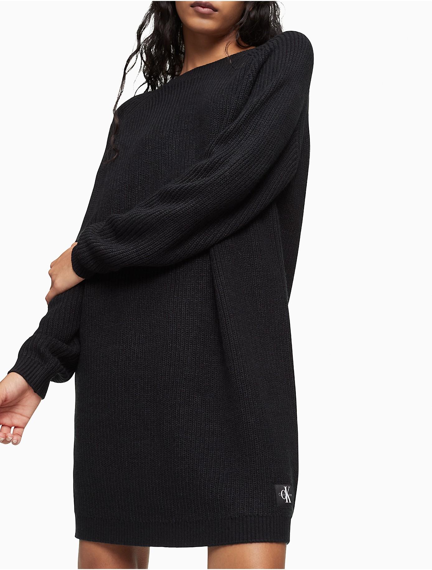 Vermelding Turbine Genre Calvin Klein Open Back Cocoon Sweater Dress in Black | Lyst