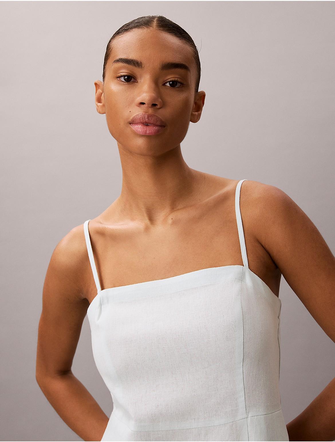 Calvin Klein Calvin Klein Linen Blend Mini Sheath Dress in White | Lyst