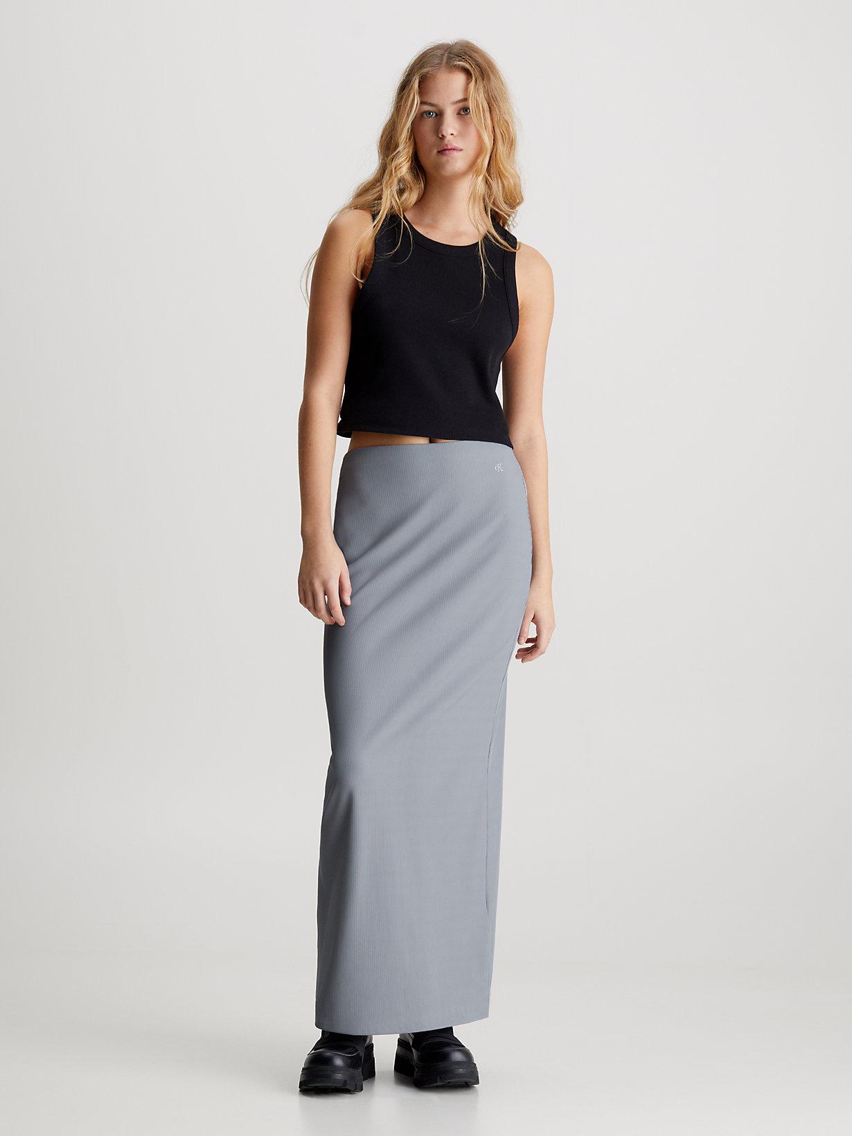 Calvin Klein Straight Ribbed Maxi Skirt in Grey | Lyst UK