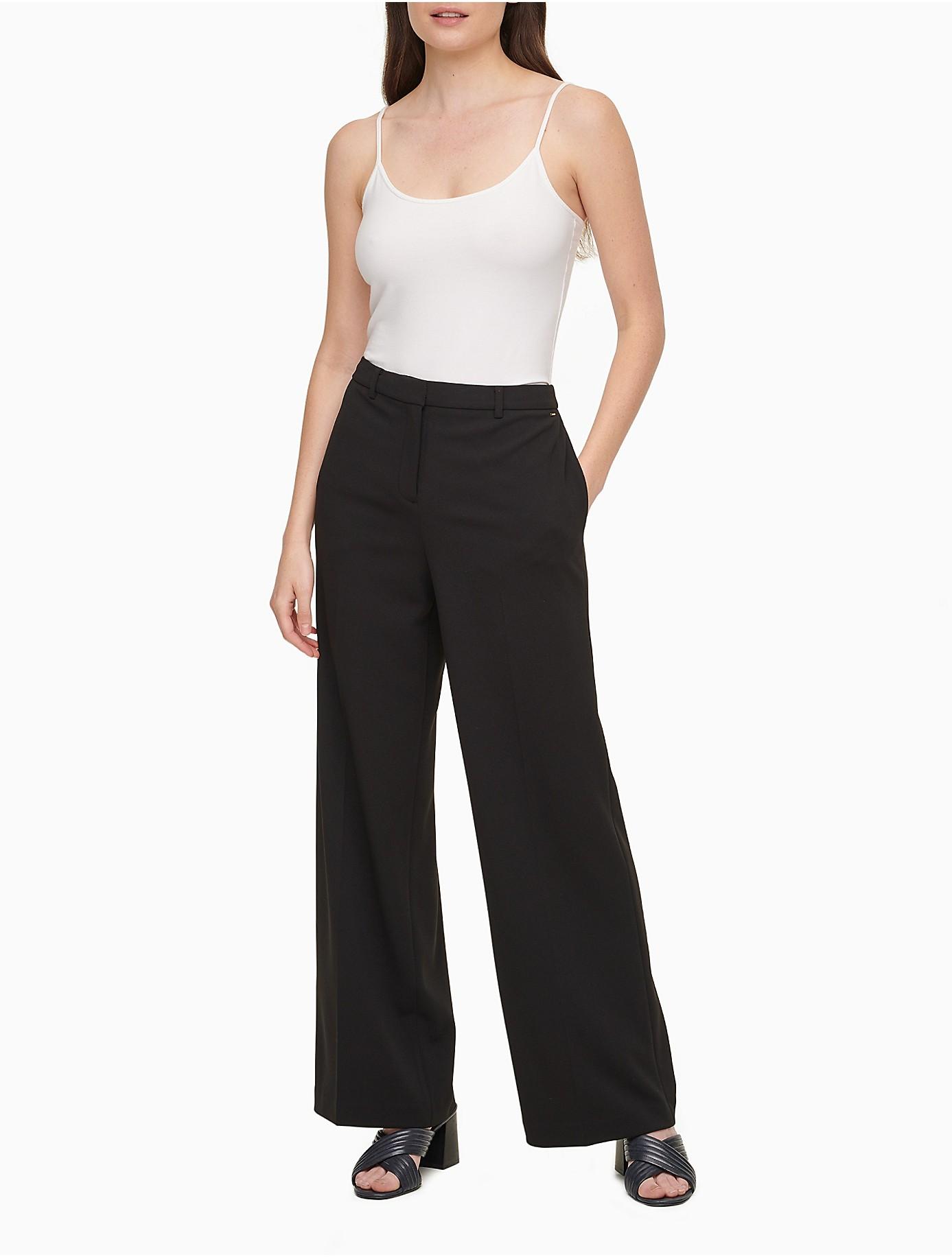 Calvin Klein Synthetic Modern Essentials Ponte Knit Wide Leg Pants in ...