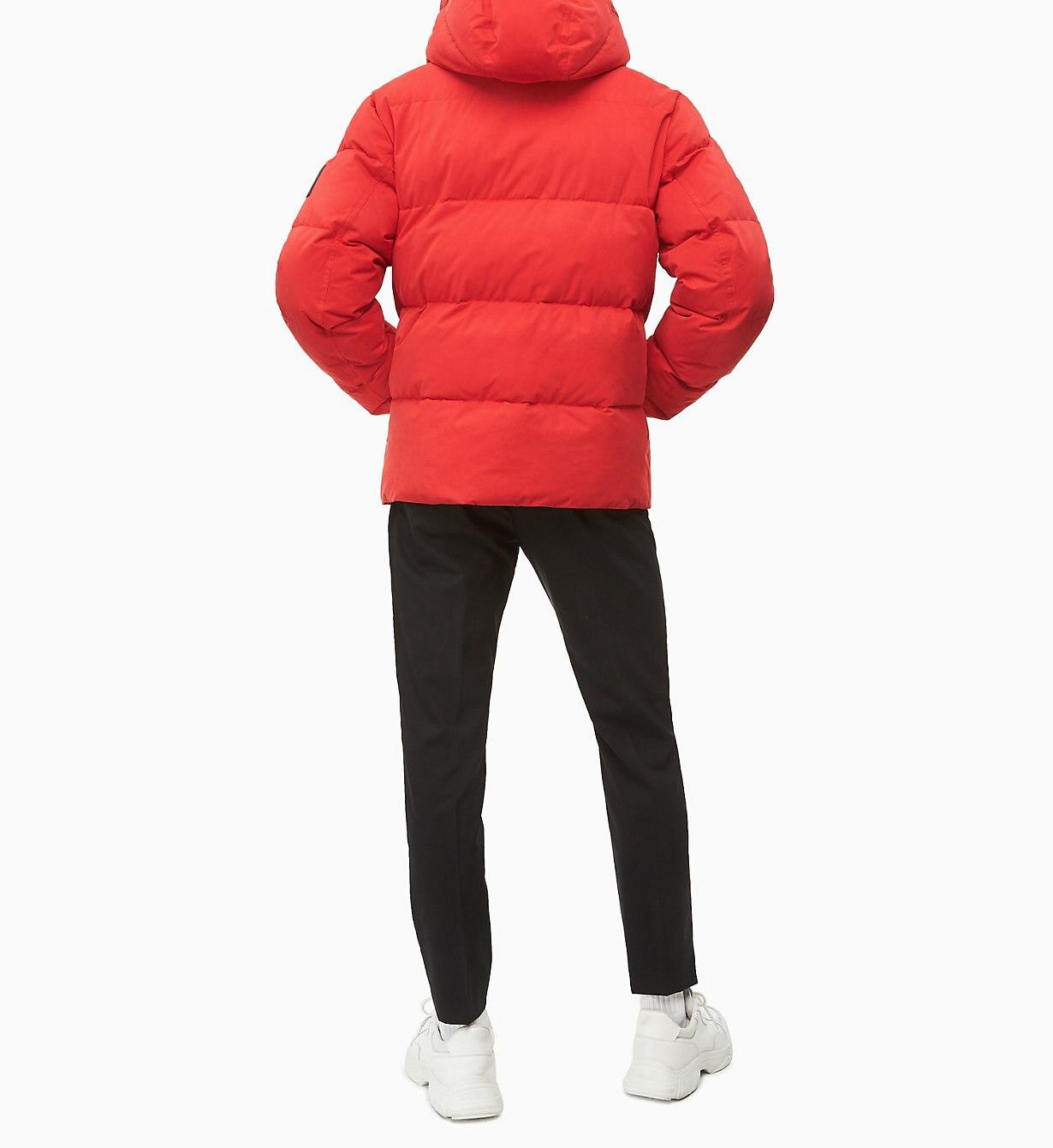 Calvin Klein Synthetic Hooded Puffer Jacket in Red for Men Lyst