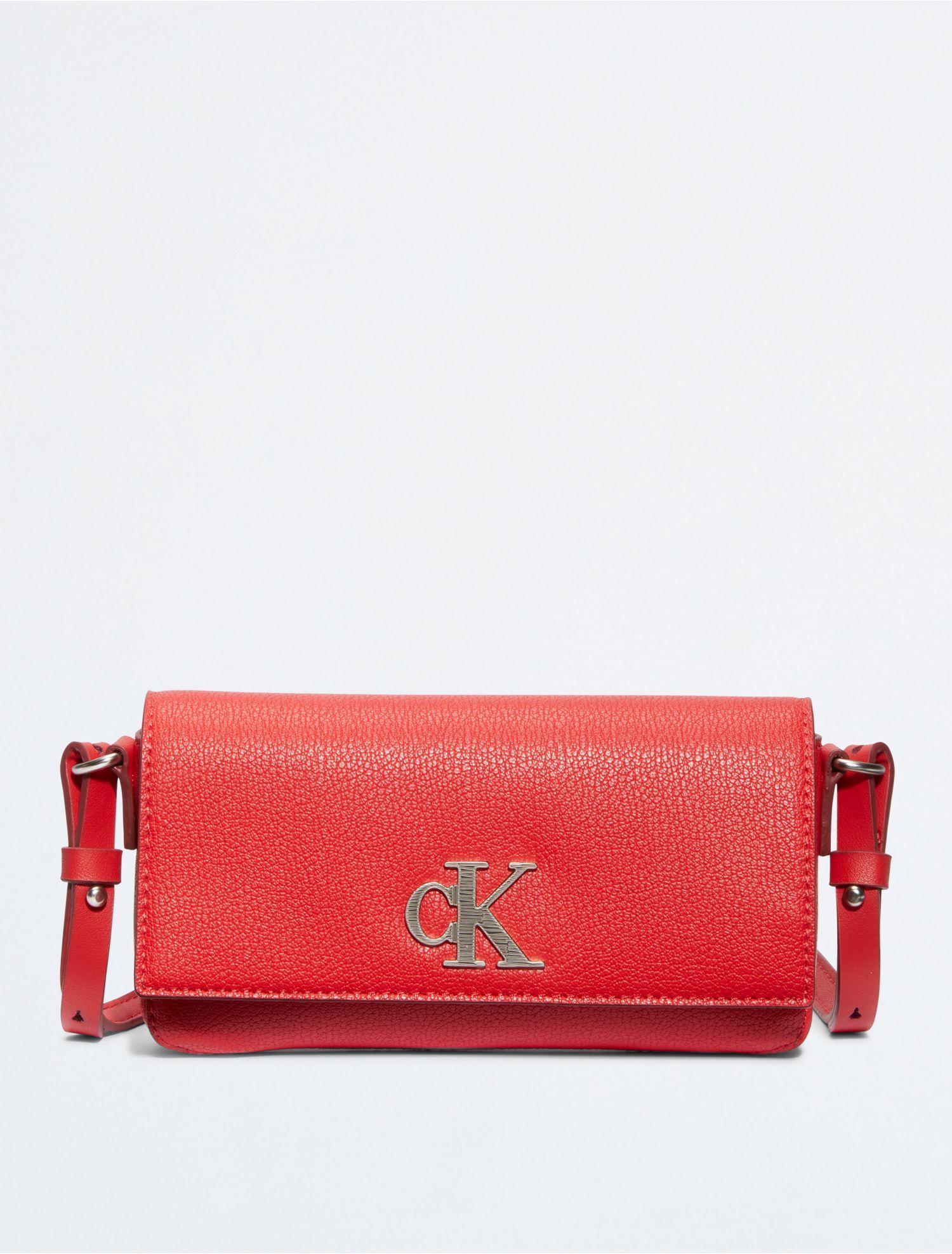 Calvin Klein Minimal Monogram Crossbody Bag in Red