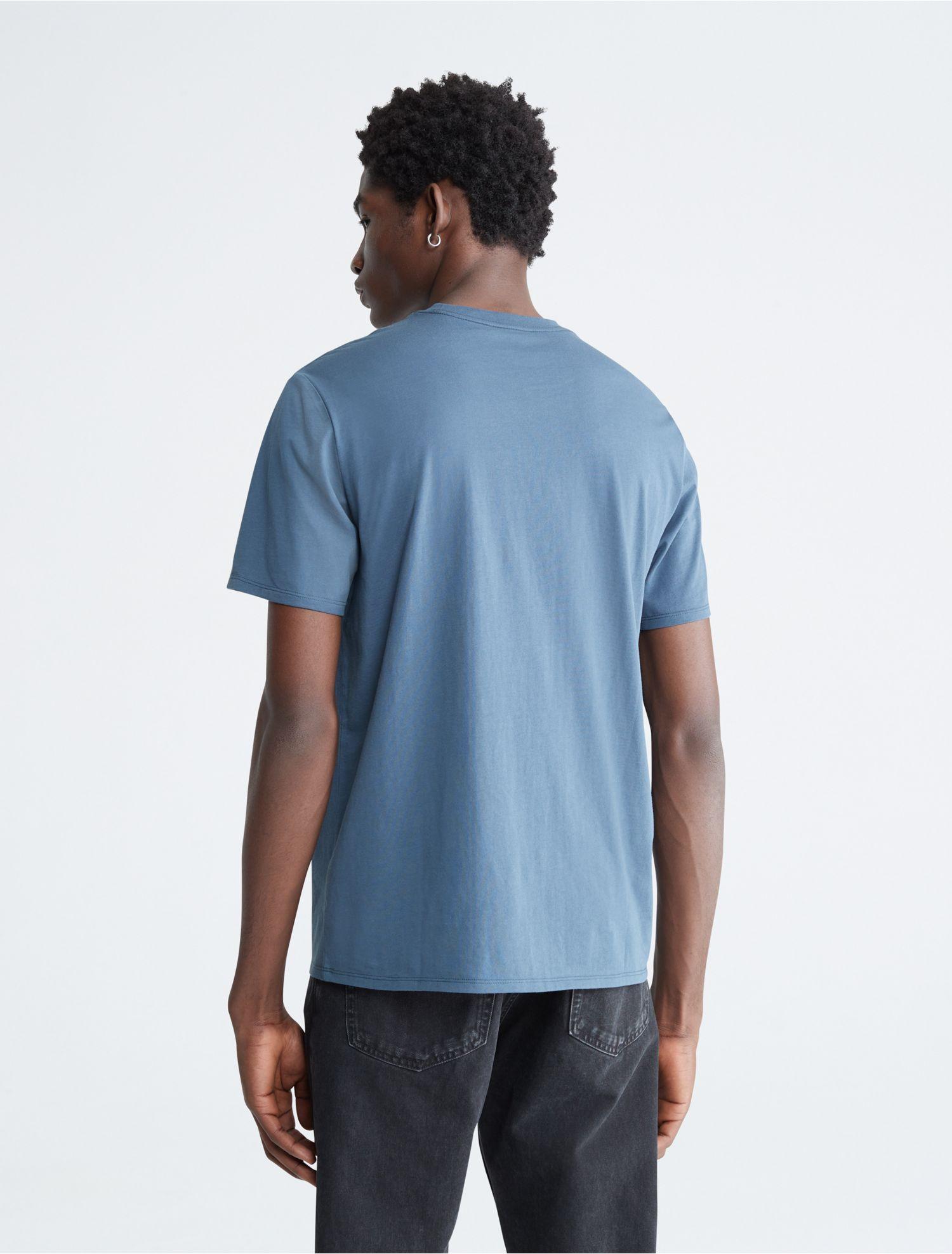 Calvin Klein Contrast Monogram Logo Crewneck T-shirt in Blue for Men