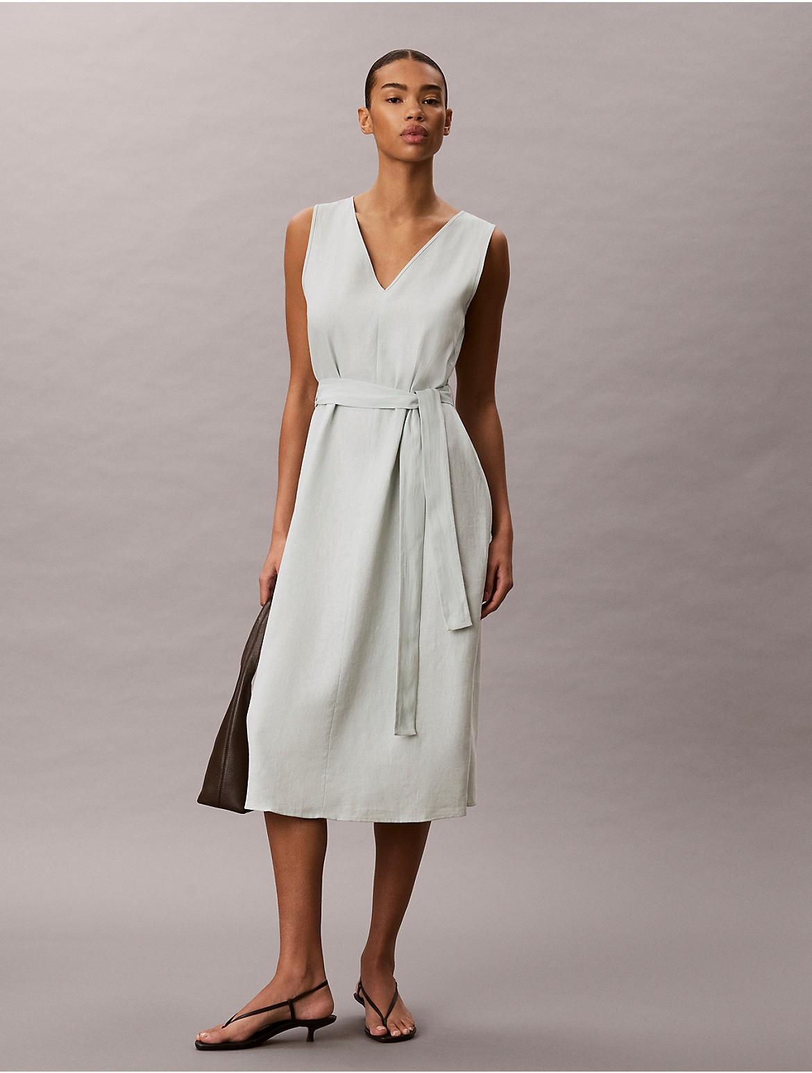 calvin klein linen dress Soft Lyocell Linen Midi Dress Calvin Klein