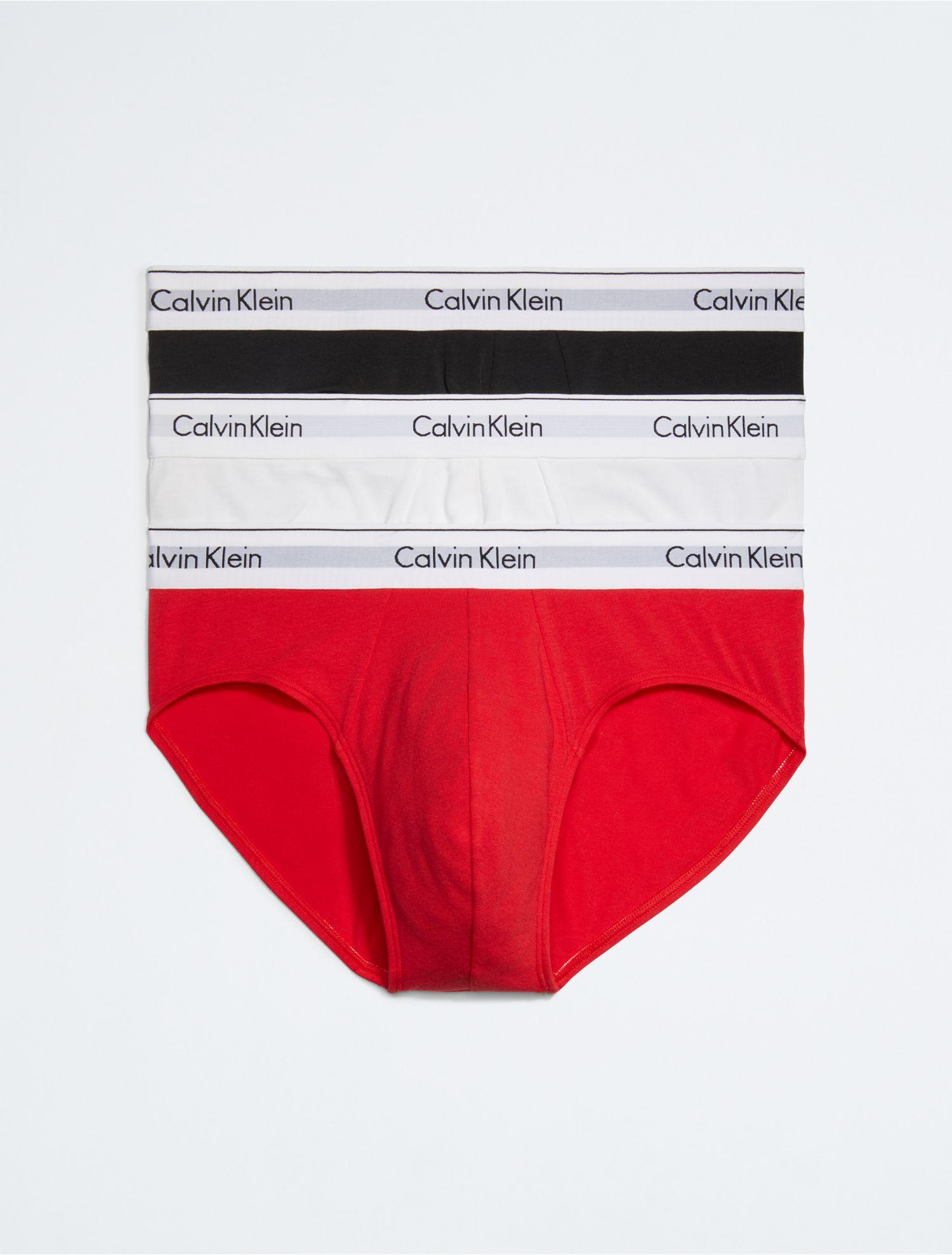 Calvin Klein Modern Cotton Stretch 3 Pack Hip Brief in Red for Men | Lyst