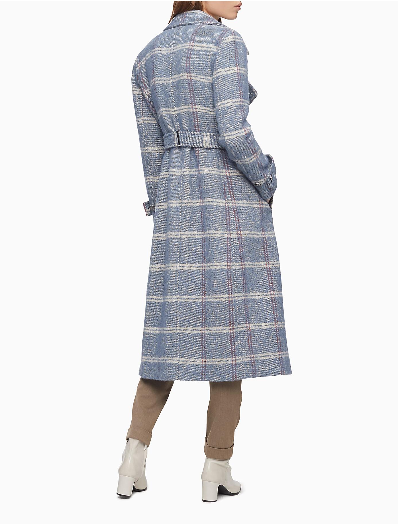 plaid wool blend coat